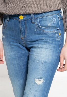 ATT Jeans Slim-fit-Jeans Leoni mit Fransensaum
