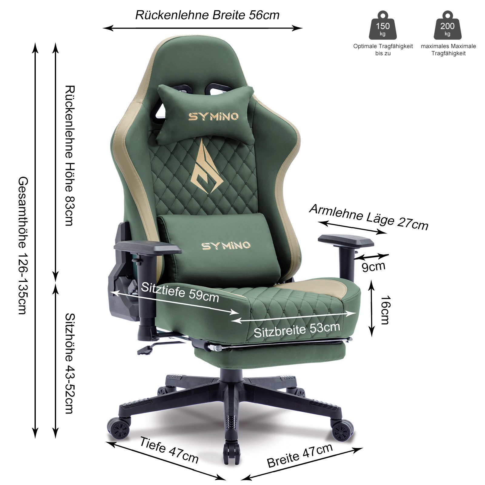 symino Gaming-Stuhl Ergonomischer Bürostuhl aus PU-Leder günstig online kaufen