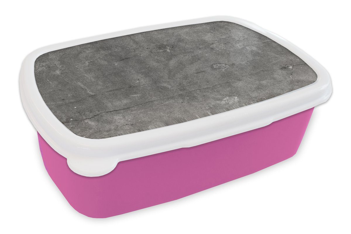 MuchoWow Lunchbox Kunststoff - Brotdose Wand Beton für Snackbox, - Zement, Kunststoff, Mädchen, Brotbox Kinder, (2-tlg), rosa Erwachsene