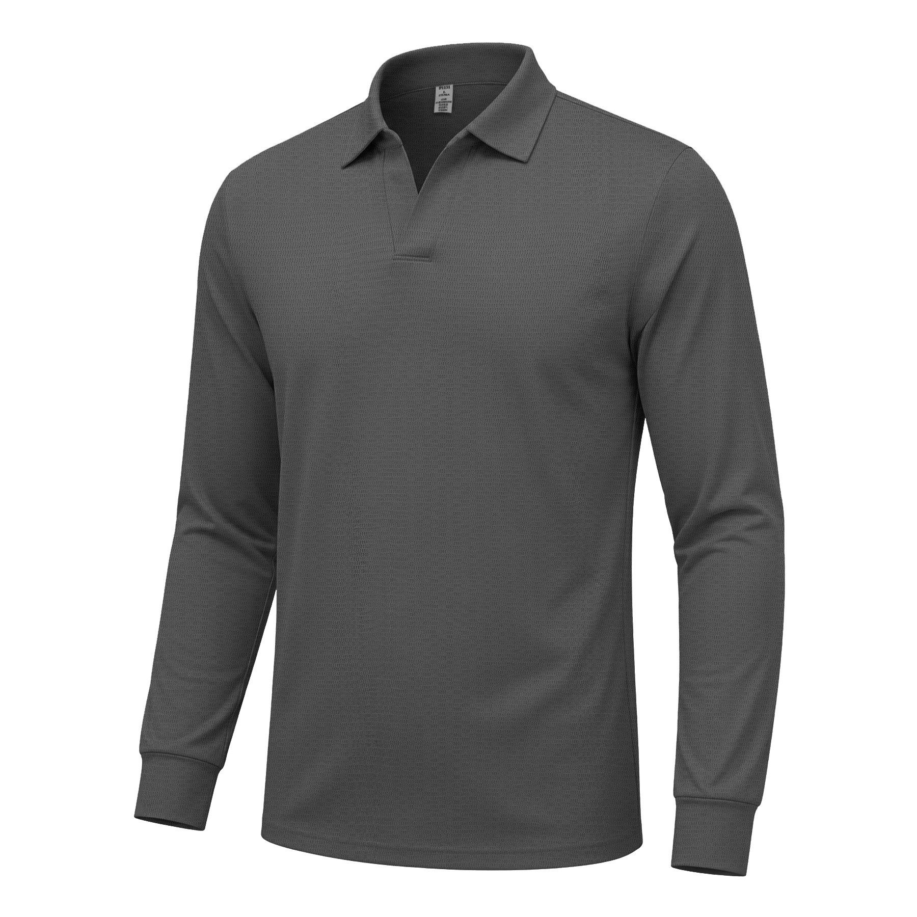 Allthemen Poloshirt mit Zopfmuster langarmshirt Baumwolle Shirt für Winter – Bild 2 von 5