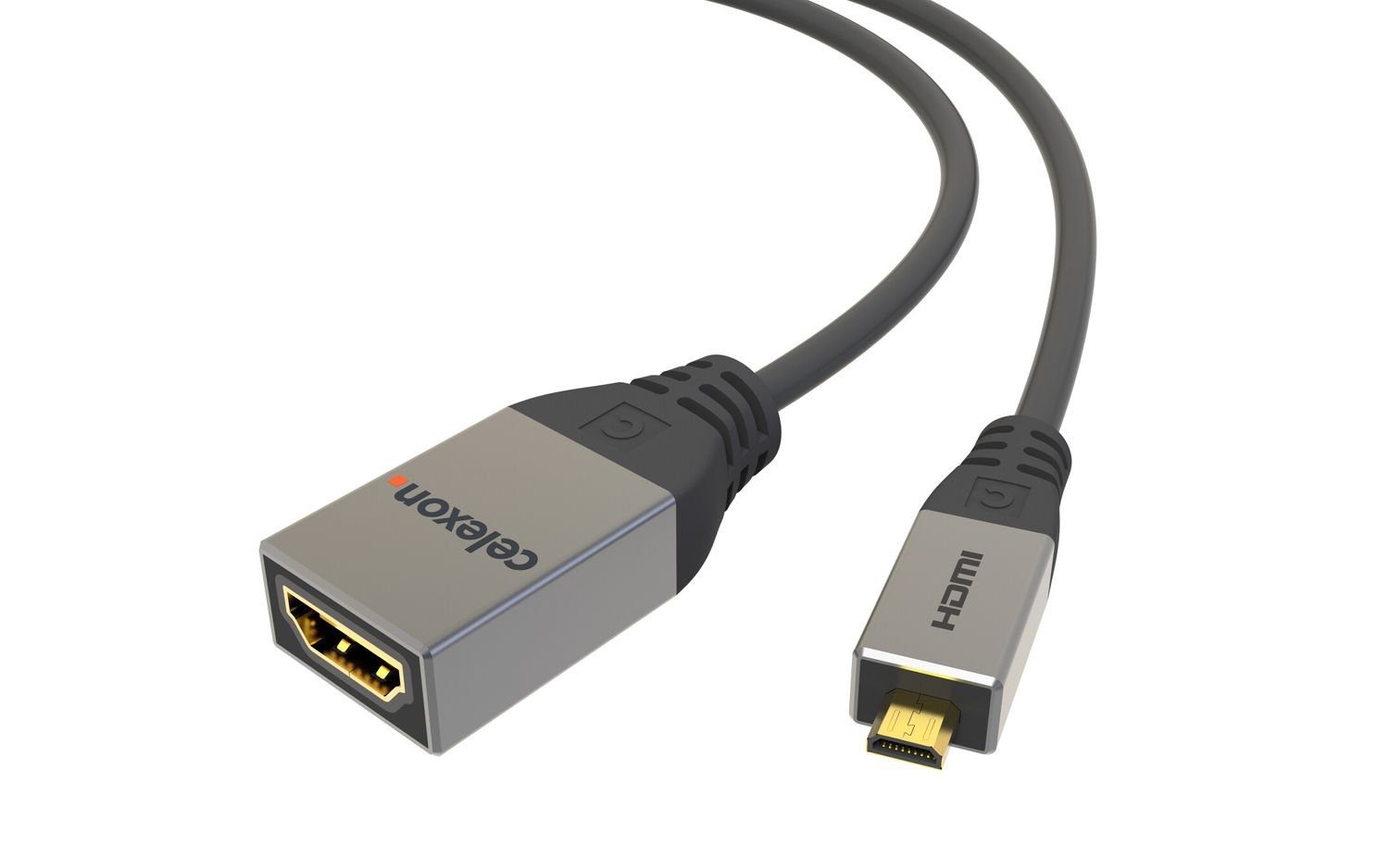 Celexon Micro HDMI auf HDMI M/F Adapter mit Ethernet HDMI-Kabel, (25 cm),  HDMI 2.0a/b 4K 0,25m - Professional Line