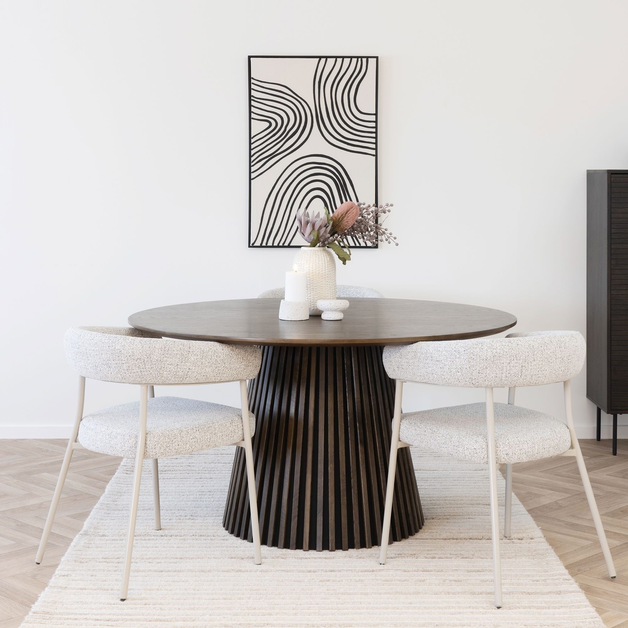freiraum Säulen-Esstisch Osaka, in Geräuchert, Eichenfurnier, MDF - 75x140cm (HxD)