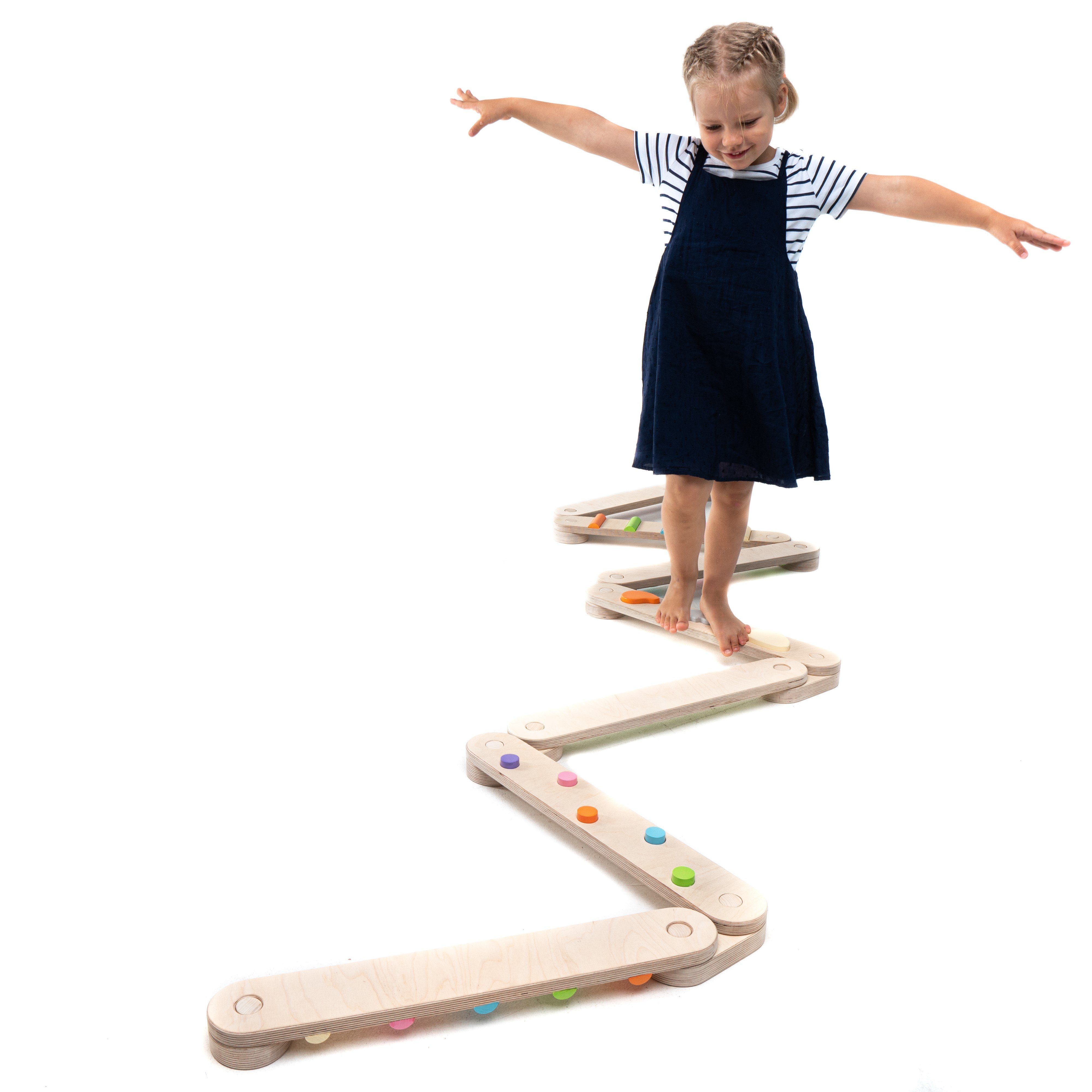 TinaForKids Balanceboard 18-Teiliges doppelseitiges Balacierbretter doppelseitig, Braun Set Balanceboard, erweiterbar