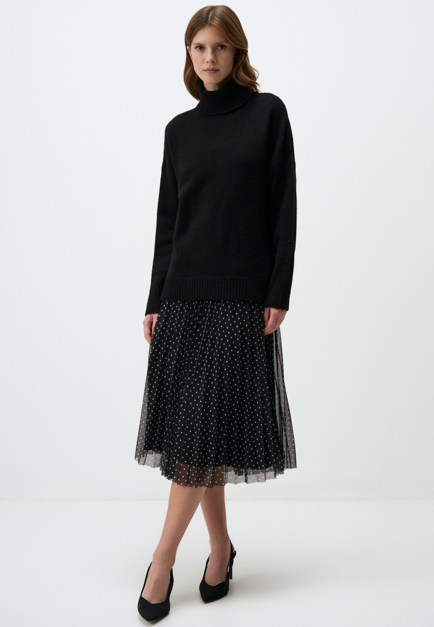 Jimmy Key Minirock Polka Dot Falten Midi Rock