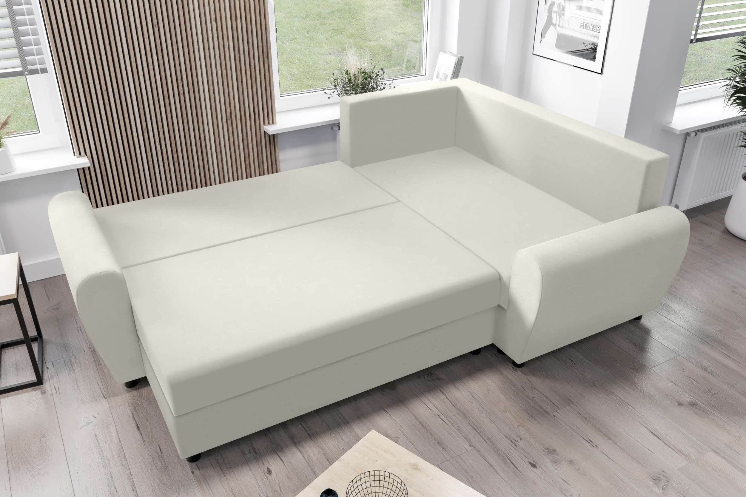 Stylefy Ecksofa Valence, Eckcouch, Modern Sofa, L-Form, Design mit Sitzkomfort, Bettfunktion, Bettkasten, mit