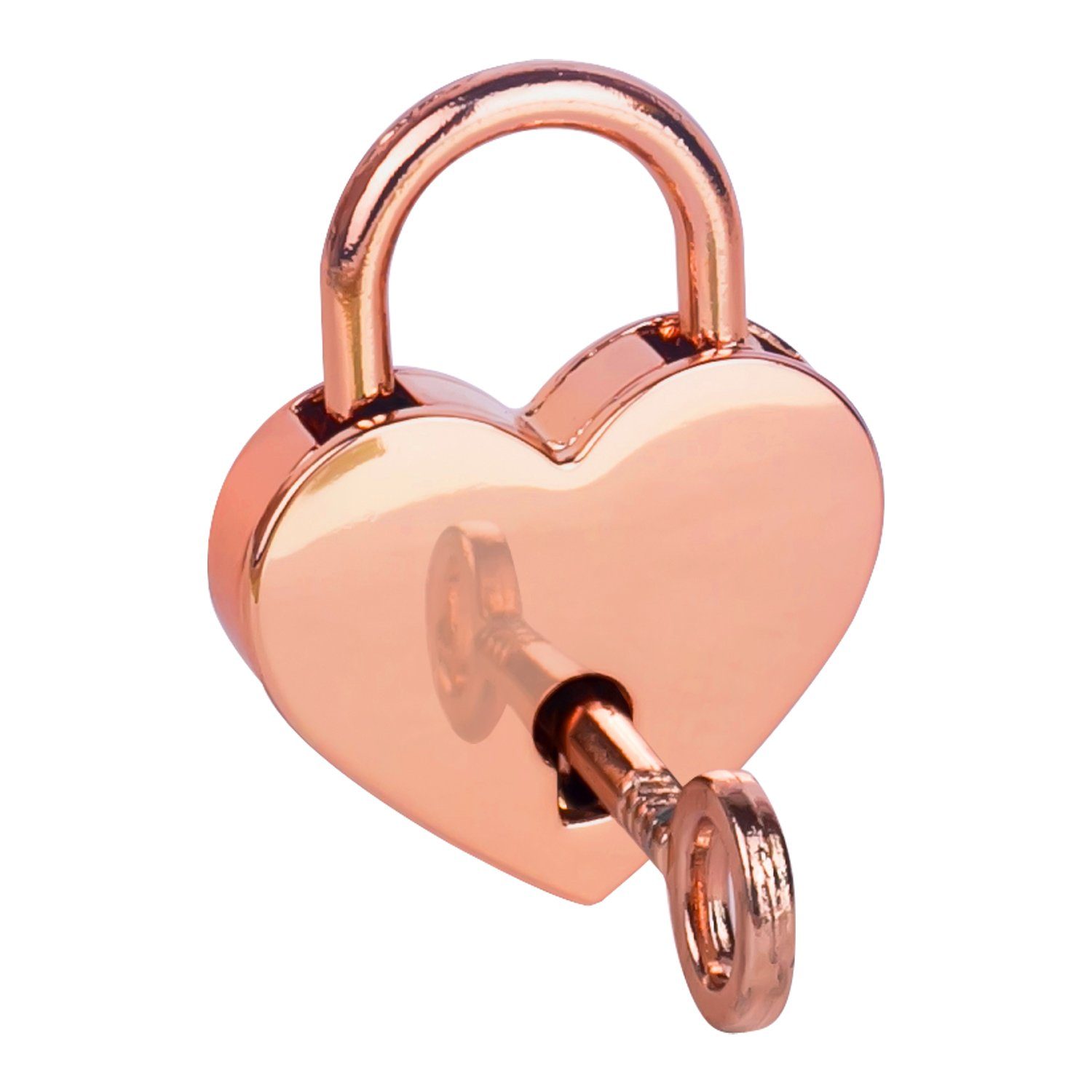 HMF Vorhängeschloss Mini Deko Vorhängeschloss mit Schlüssel in Herzform, (1-tlg), 3,9 x 3 x 0,7 cm, hübsches Deko Herzschloss, Roségold