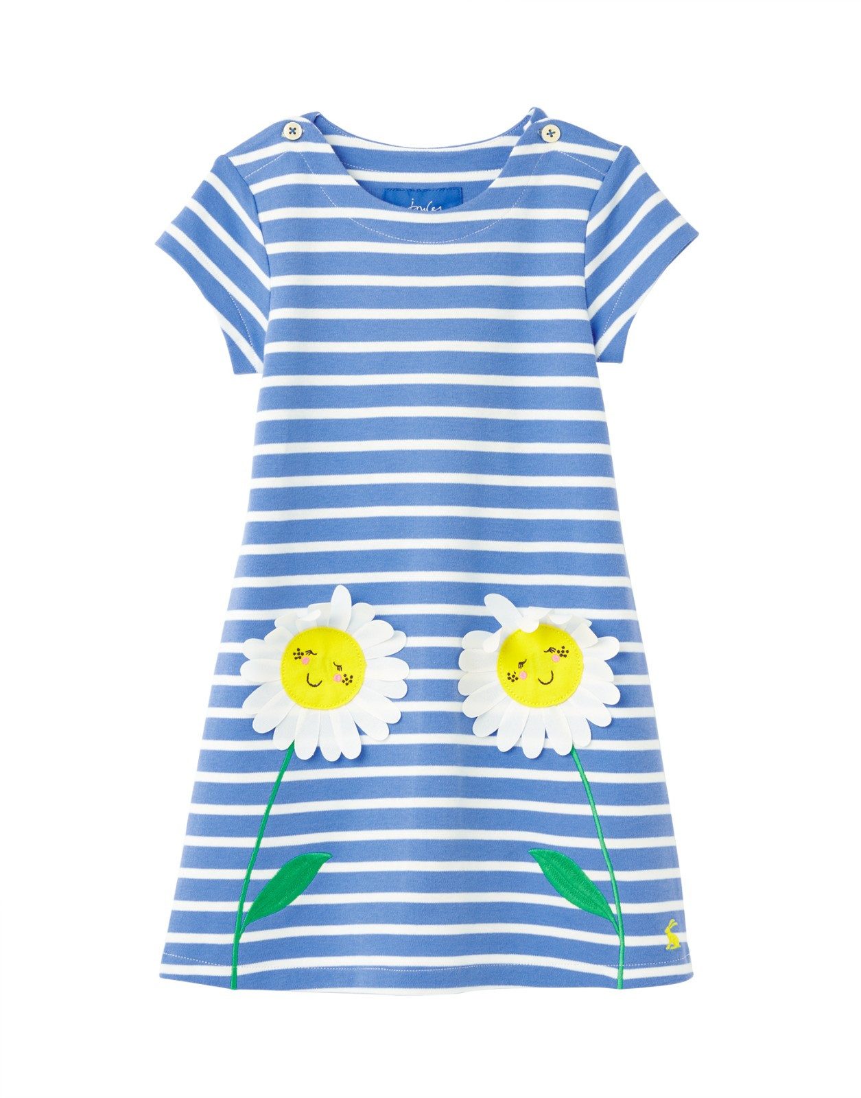 Tom Joule A-Linien-Kleid TOM JOULE Kleid Kaye lustige Blumen- Applikationen hellblau gestreift