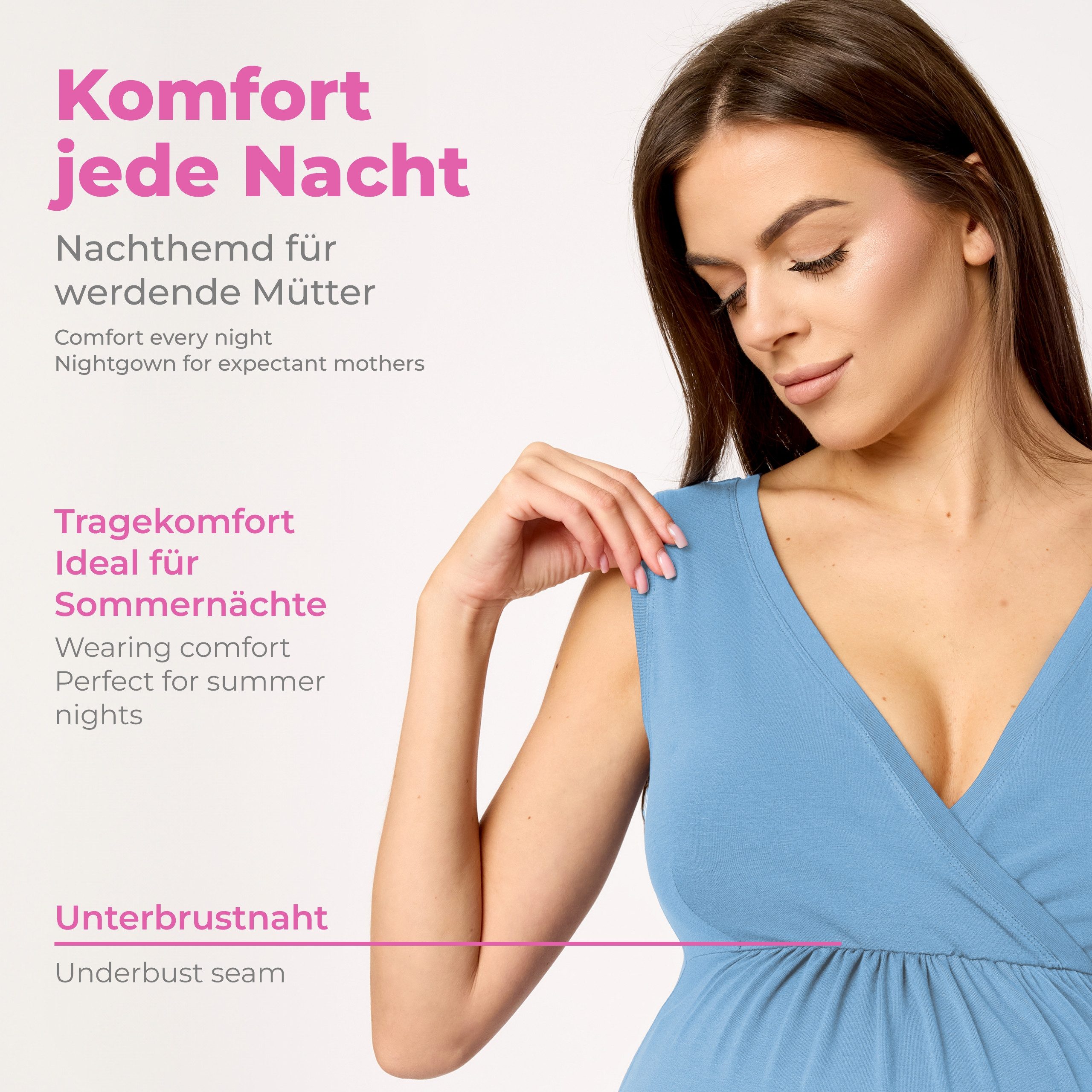Merry Style Umstandsnachthemd Nachthemd Damen Schwangerschaft Stillnachthemd Nachtwäsche MS10-467 (1-tlg)