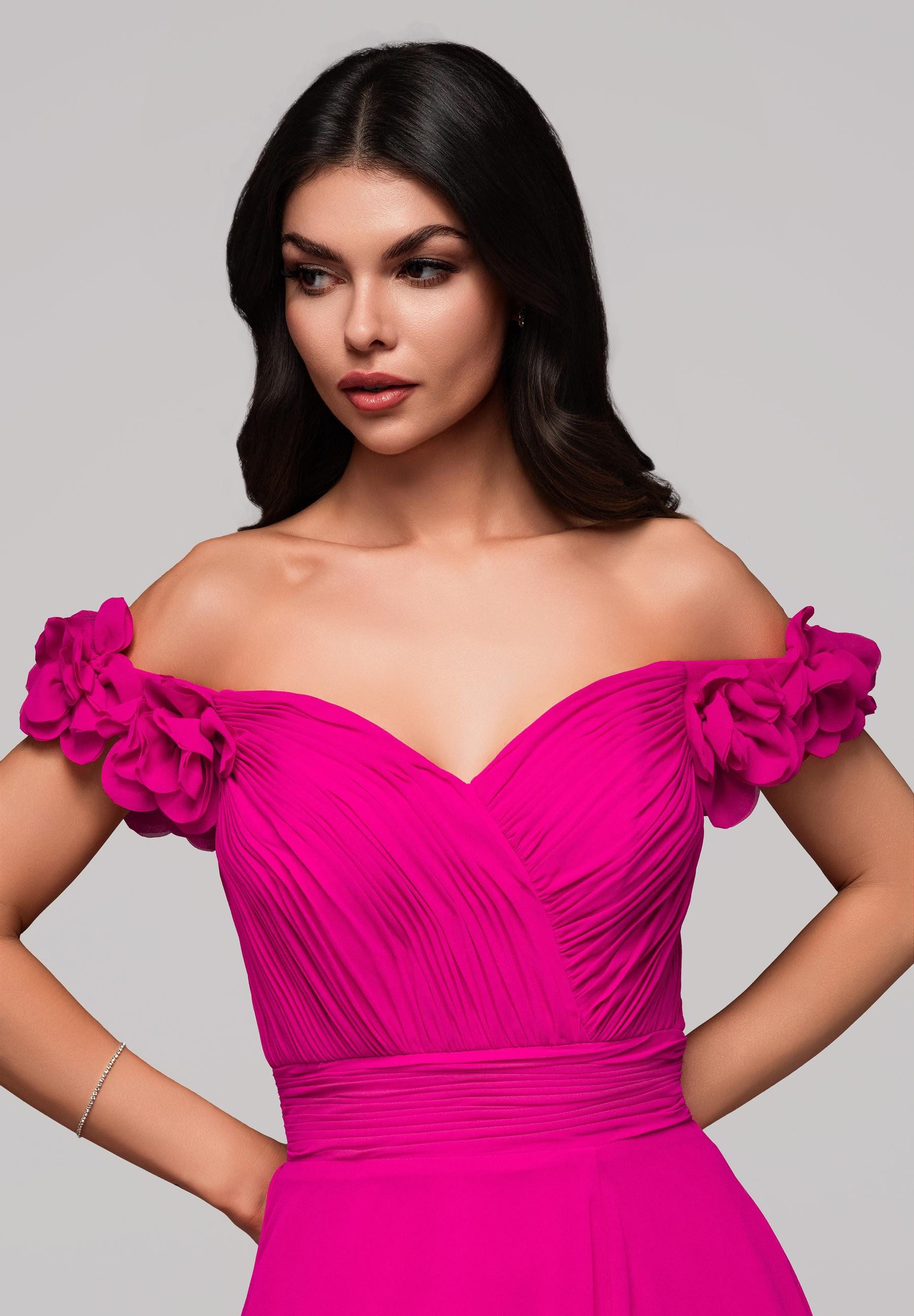 OMBRE Abendkleid Elegantes Off-Shoulder-Abendkleid mit Blumenärmeln günstig online kaufen