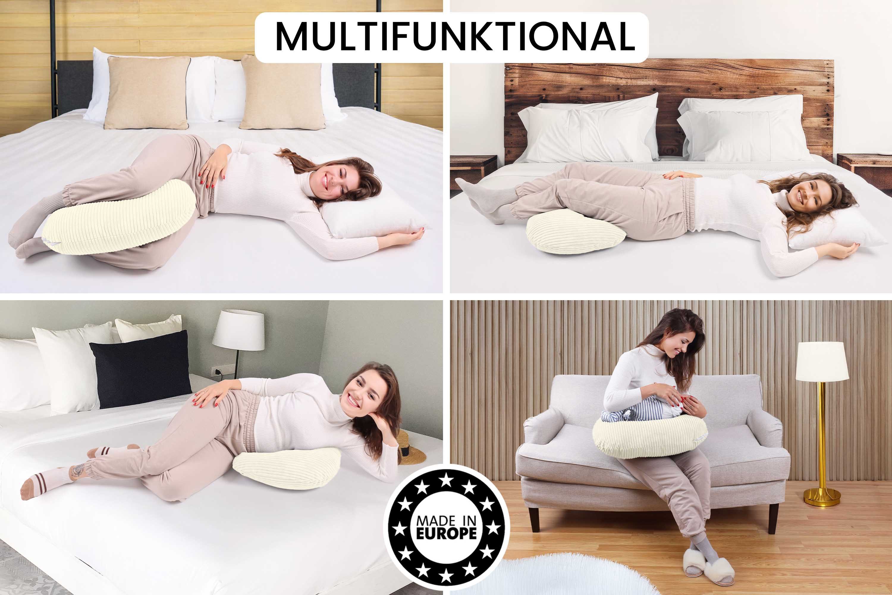 Amilian Stillkissen - Lagerungskissen - Schwangerschaftskissen mit Füllung und Bezug, Stillmond - Stillhörnchen - pregnancy pillow, für Mütter und Babys