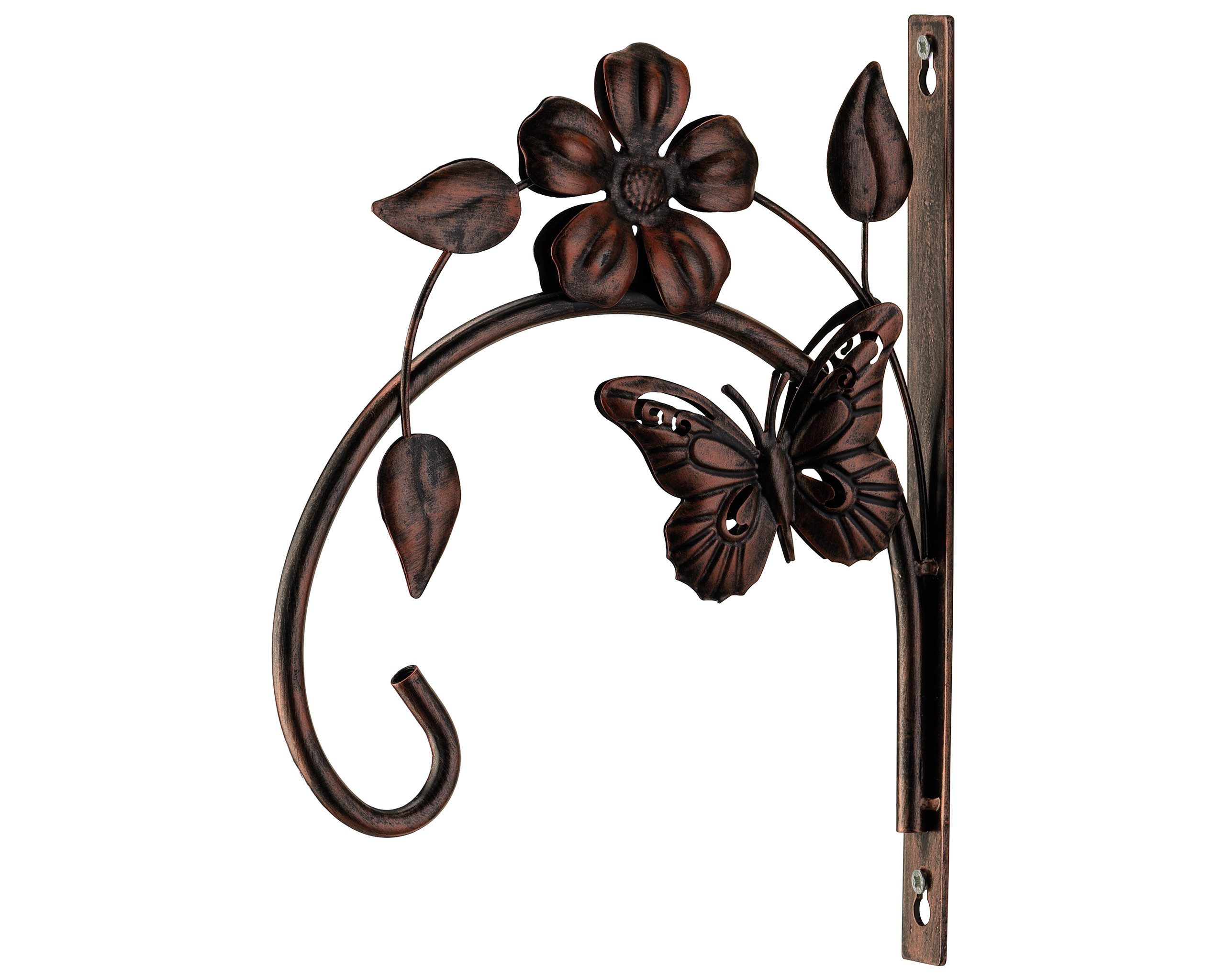 Decoris season decorations Dekoobjekt, Wandhaken Blume & Schmetterling aus Eisen Outdoor 19x2x25cm