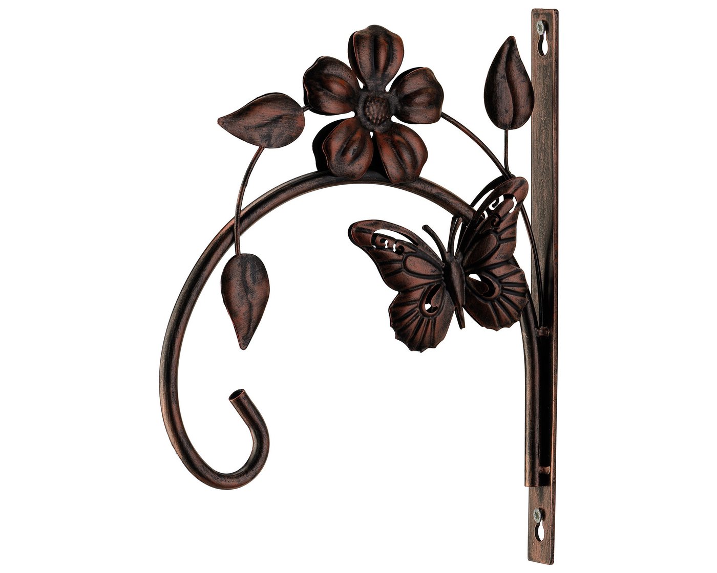 Decoris season decorations Dekoobjekt, Wandhaken Blume & Schmetterling aus Eisen Outdoor 19x2x25cm