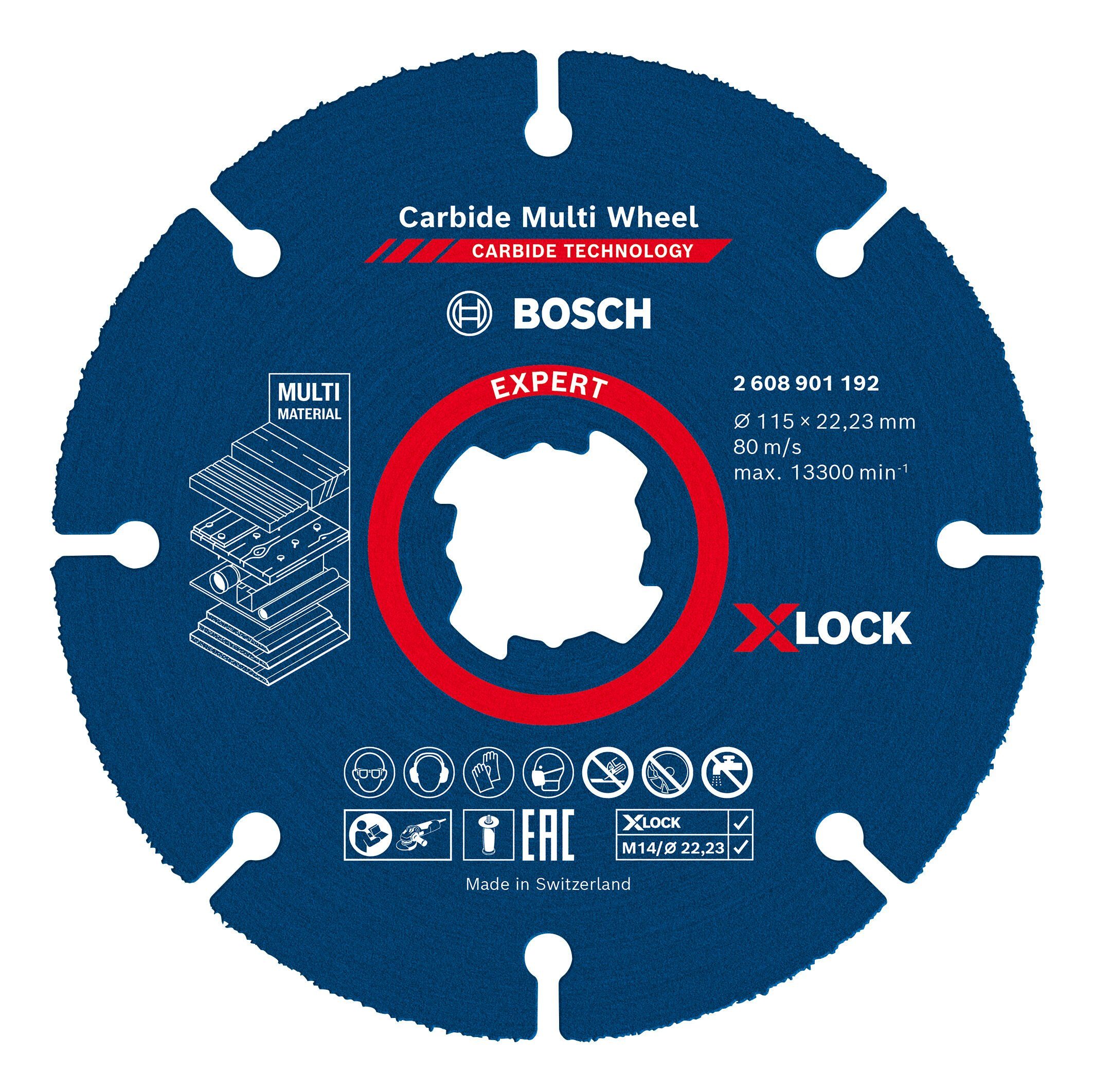 BOSCH x Carbide Multi 115 x Wheel 1 Expert X-LOCK - Carbide mm, Trennscheibe Expert Multi Ø 22,23 mm 115 Wheel,