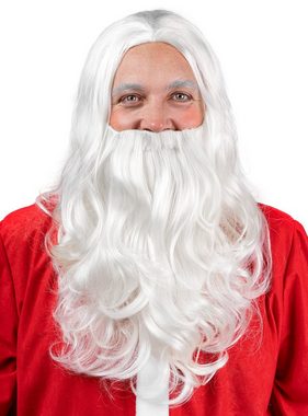 Maskworld Kostüm-Perücke Weihnachtsmannbart & Perücke, Bart-Perücken-Kombi für Santa Claus und Nikolaus