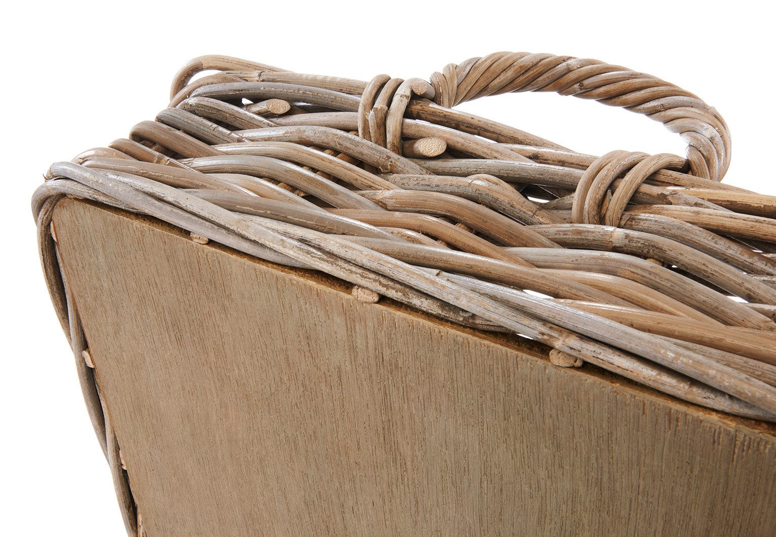 Kobolo Tablett Dekotablett Serviertablett aus Rattan kubu grey, Serviertablett Holzt, Holz, (Stück, 1-tlg., Stück), mit Holzboden - 56x38x12 cm – Bild 4 von 5