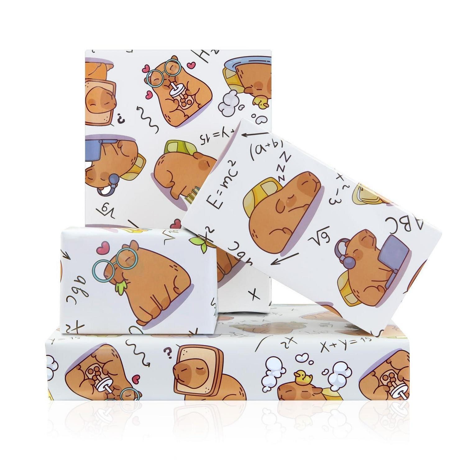 LuxusKollektion Geschenkpapier Geschenkpapier Capybara 4 Blatt, (4St)