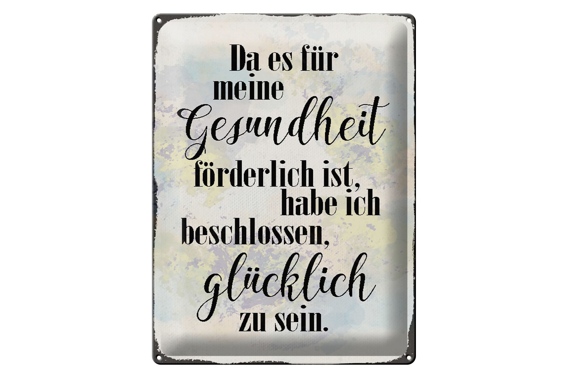 Metallschild Spruch 30x40cm Gesundheit glücklich sein