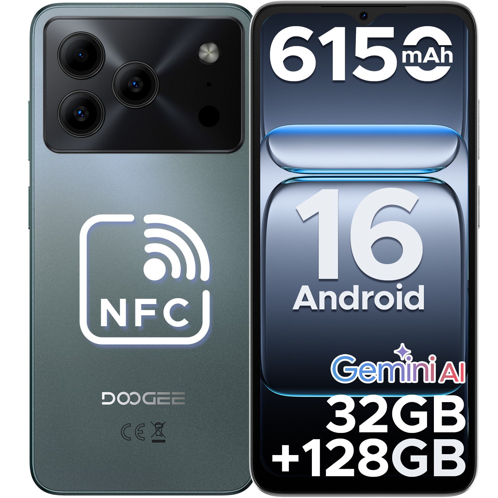 DOOGEE NOTE 56 Pro 6.56" Handy Android 128GB 6150mAh 13MP+90Hz ohne vertrag Smartphone (16,6 cm/6.56 Zoll, 128 GB Speicherplatz, 13 MP Kamera, 4GB+128GB,13+8MP,WIF 5G Android Handy ohne vertrag smartphone)