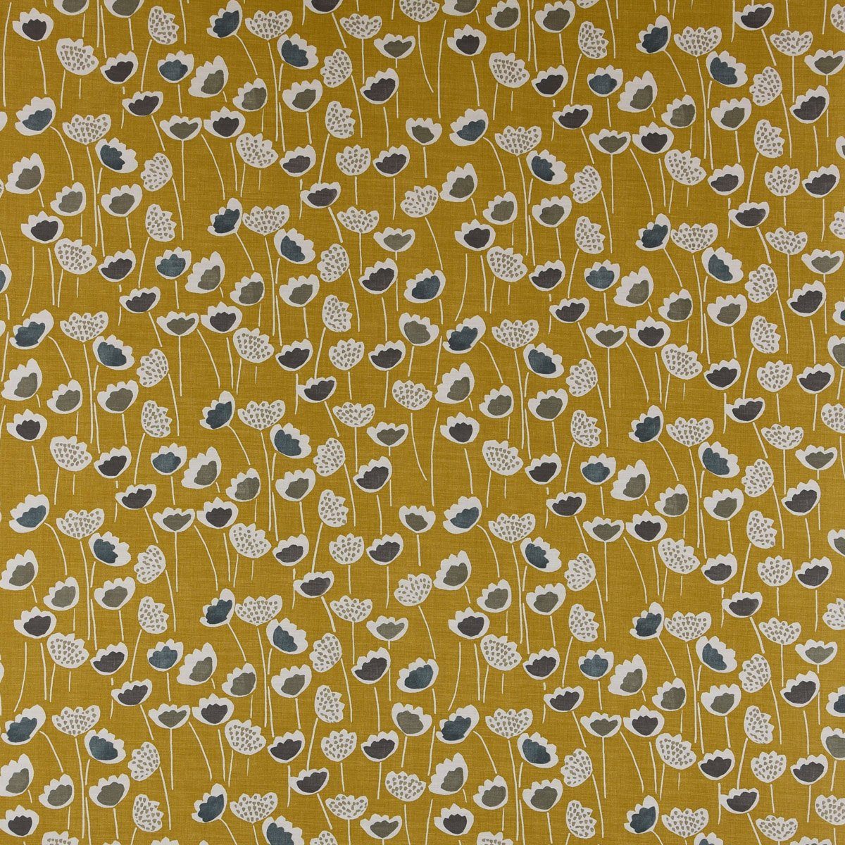 SCHÖNER LEBEN. Dekokissen SCHÖNER LEBEN. Kissenhülle Clara Saffron Blumen senfgelb ocker blau g