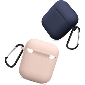 Lubgitsr Kopfhörer-Schutzhülle Kompatibel mit AirPods 2 & 1 Hülle,Hellrosa + Mitternachtsblau