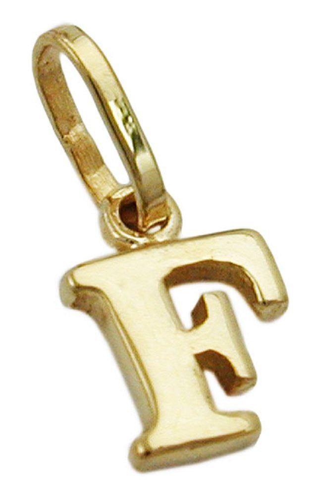Buchstabe Damen Karat Buchstabenanhänger unbespielt inklusive F mm Schmuckbox, 5,5 9 Anhänger 8 aus 375 und Gold für Herren x Goldschmuck Kettenanhänger