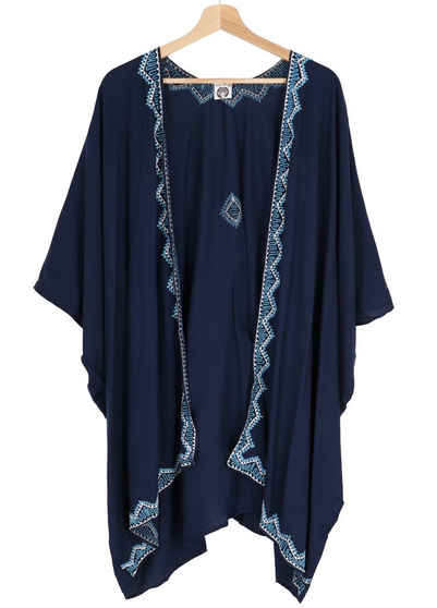 Guru-Shop Kimono Kurzer bestickter Sommer Kimono, Kaftan,.., alternative Bekleidung
