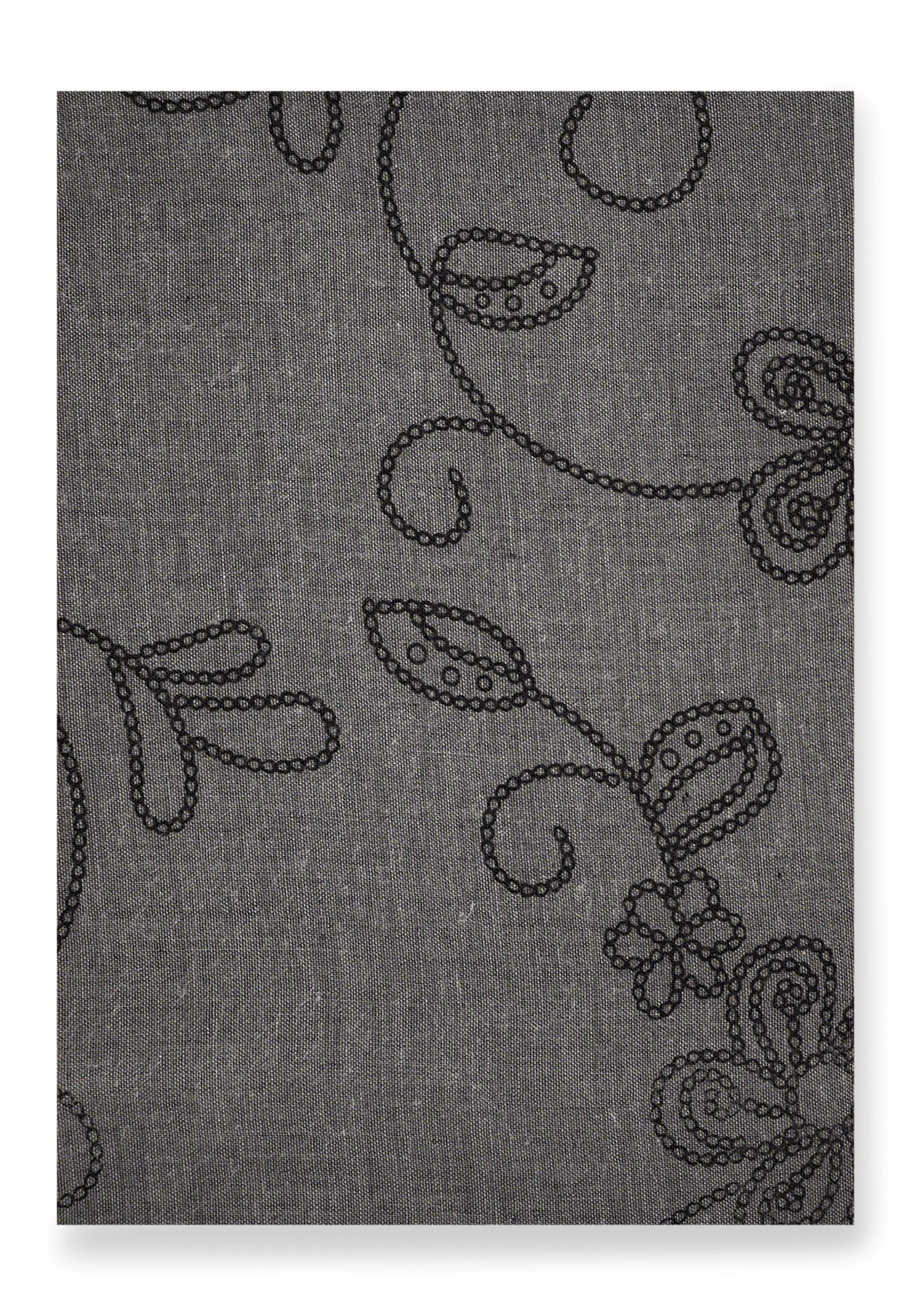 schwarz floralem Allover-Print mit Modeschal grau, PORTA, Harpa