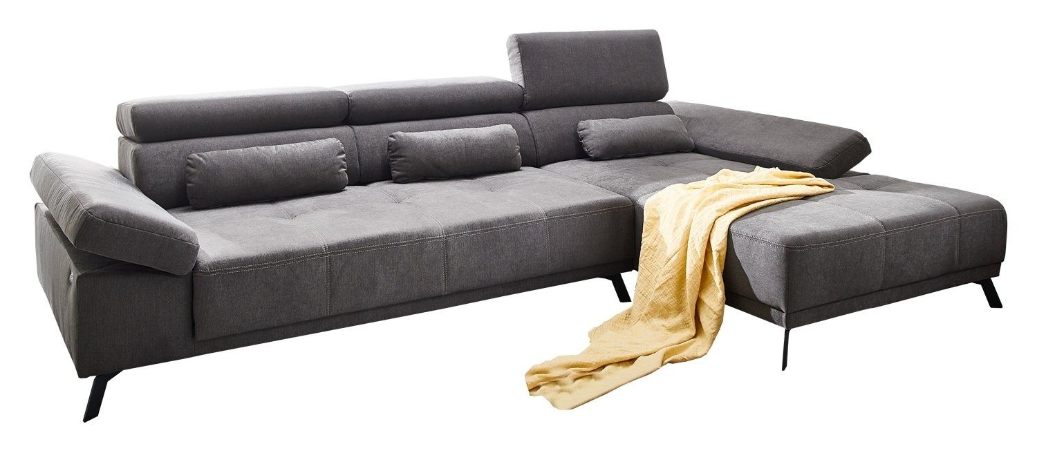 LIV'IN Sofa DENIA, Grau, Webstoff, elektrische Sitztiefenverstellung, BxHxT 309 x 79 x 192 cm | Alle Sofas