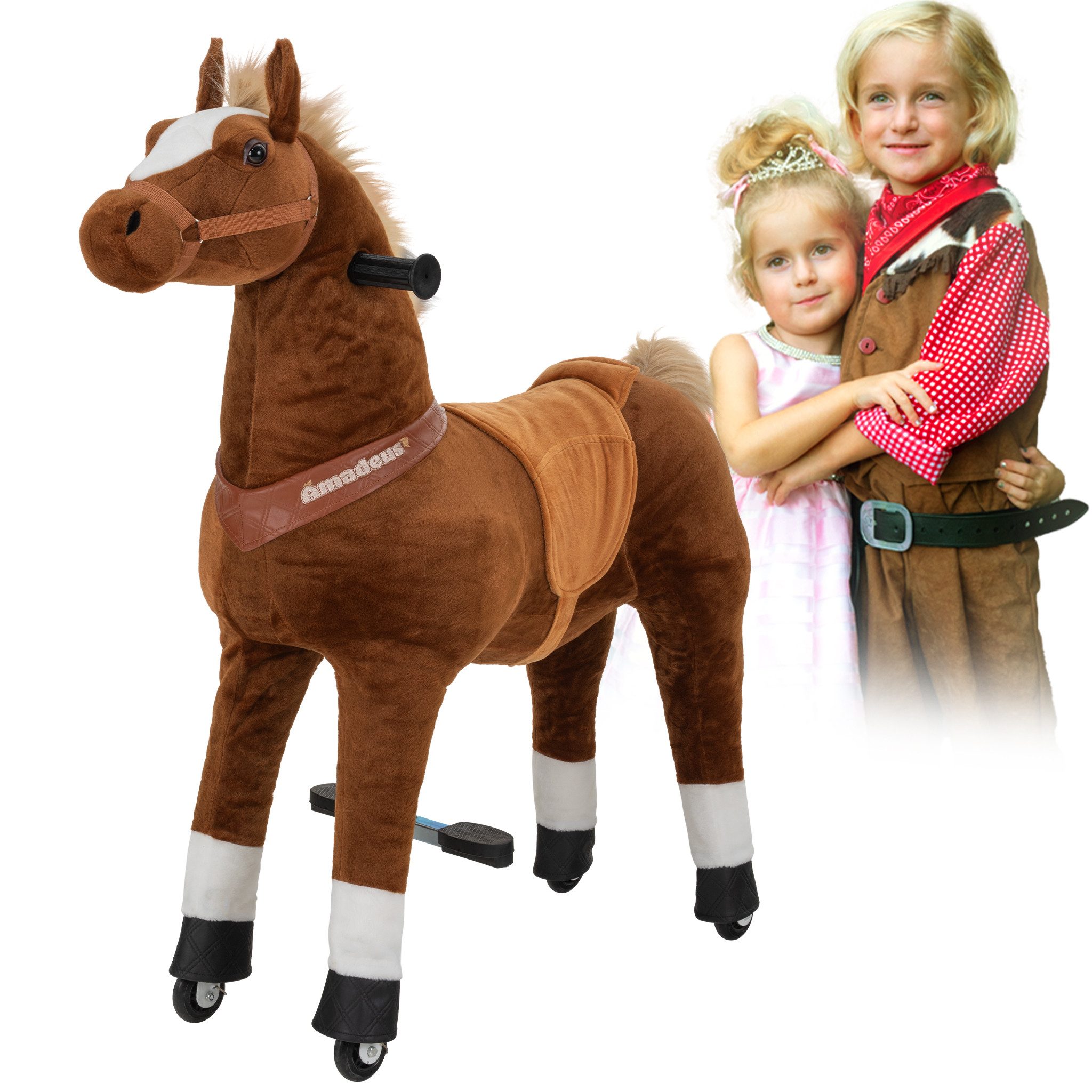 miweba Reitpferd Pony Amadeus Large, Spielpferd, ab 5 Jahren, integrierte Lenkung
