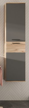 xonox.home Hochschrank Mason (Bad Hängeschrank in Eiche und grau, 37 x 152 cm) Türanschlag wechselbar, mit Soft-Close