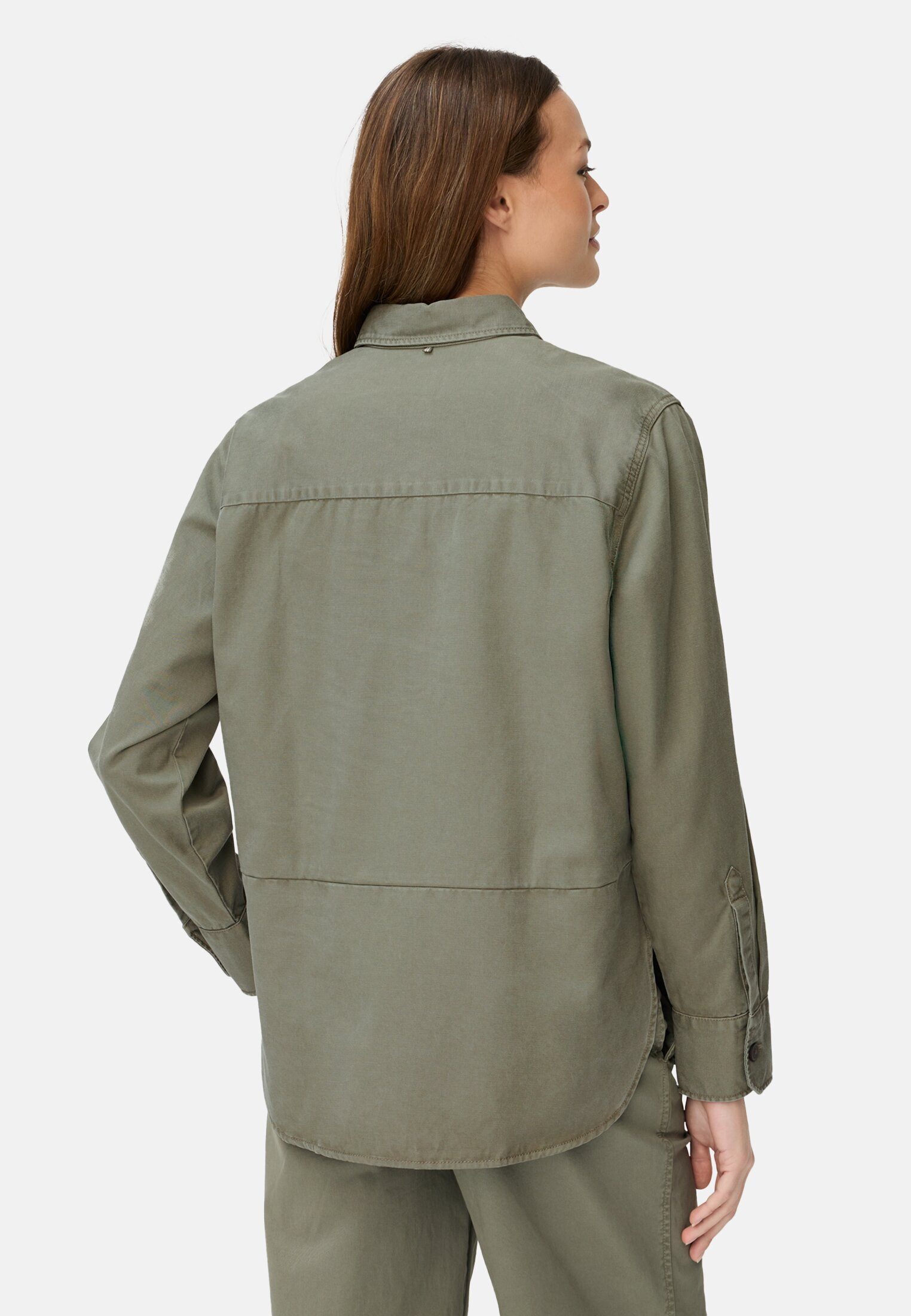 camel active Langarmbluse aus Baumwoll-Lyocell-Mix Langarm Hemdblusenkragen günstig online kaufen