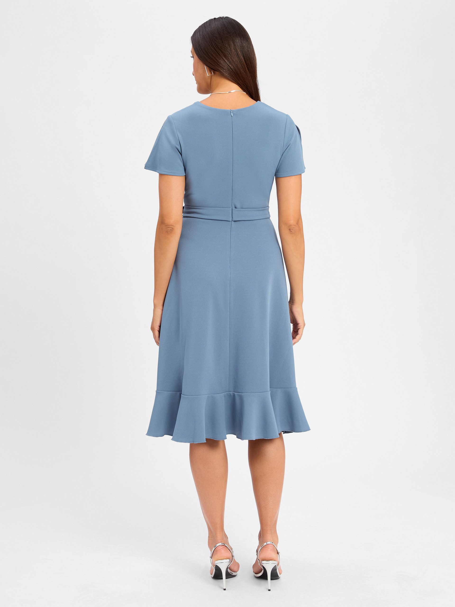 Hellblau A Linie Strickkleid Paradi A-Linien-Kleid, Tailliert Mit