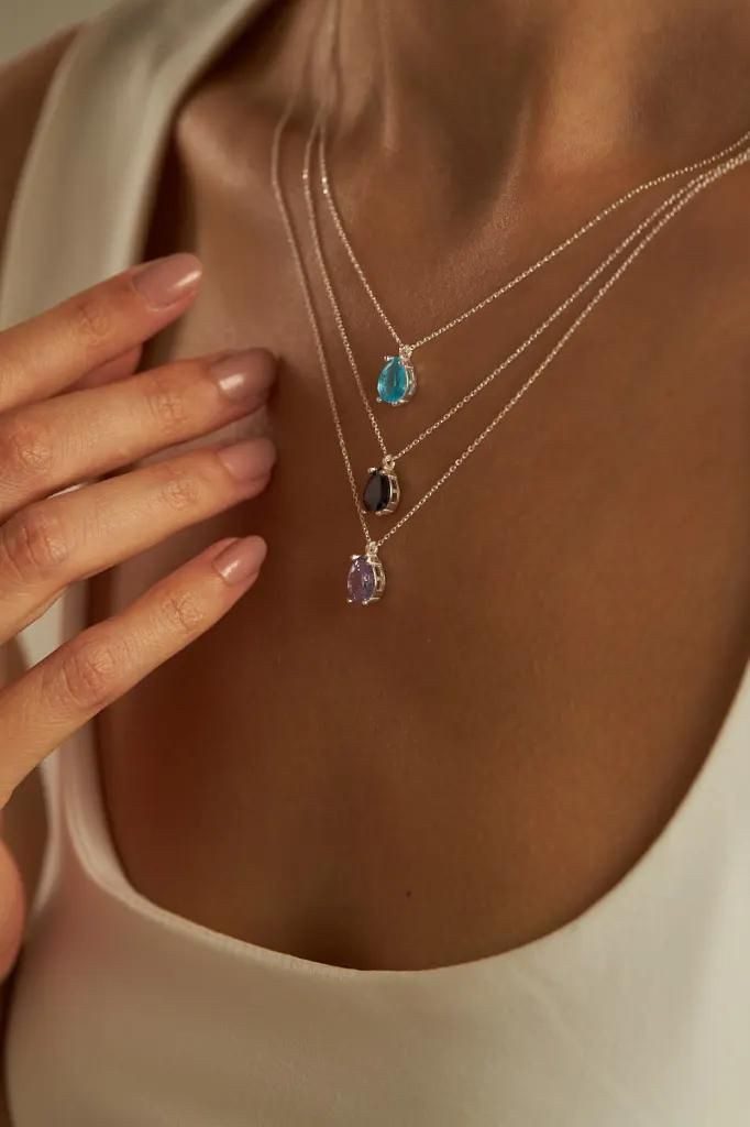 Einzelstück Kette mit Anhänger Halskette AZUL DROP Silber günstig online kaufen