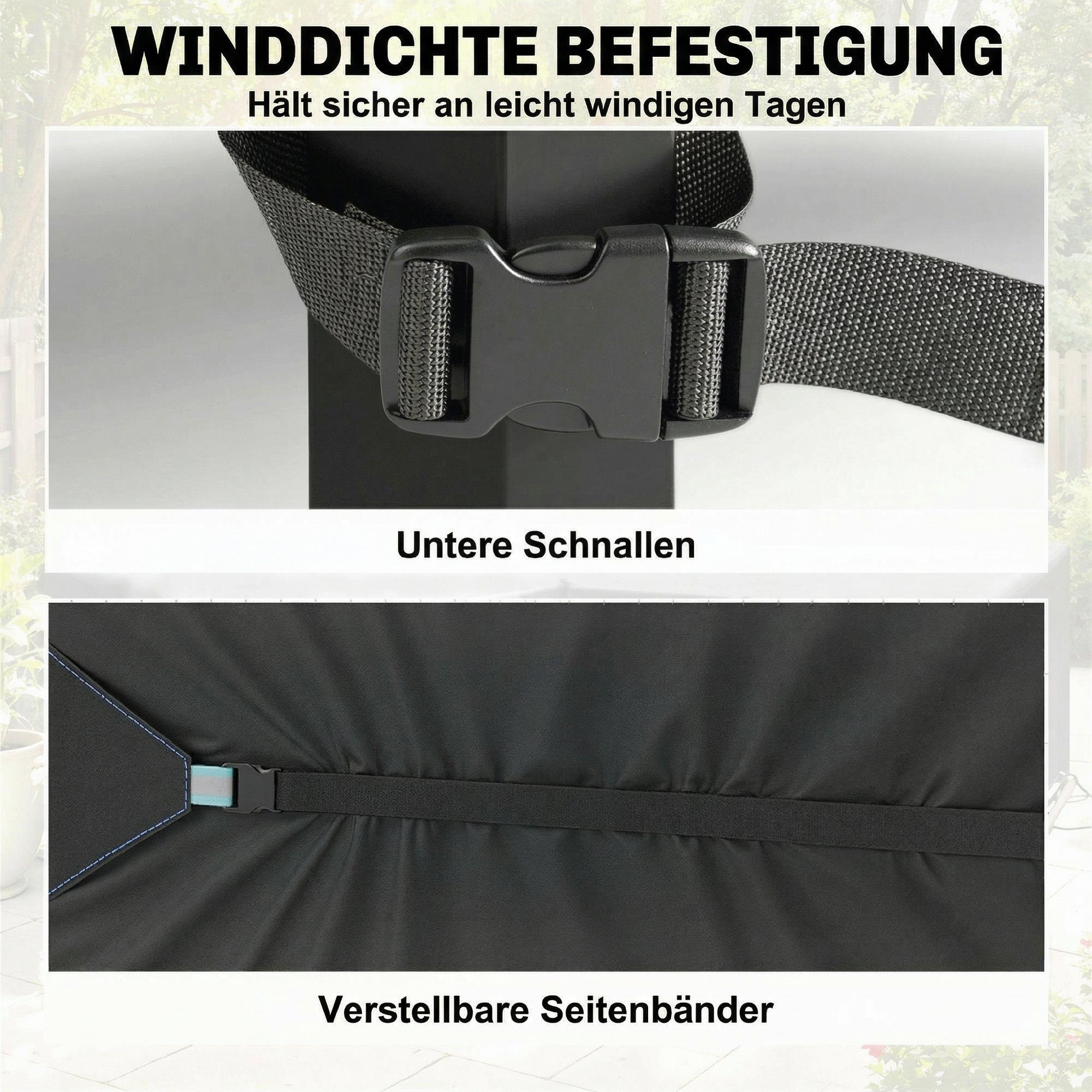 Outsunny Gartenmöbel-Schutzhülle Schutzhülle 420D Oxford Gewebe Winddicht Abdeckhaube (Winterfest Wasserdicht Abdeckung, 1-St., Anti-UV Abdeckplane), für Garten – Bild 5 von 5