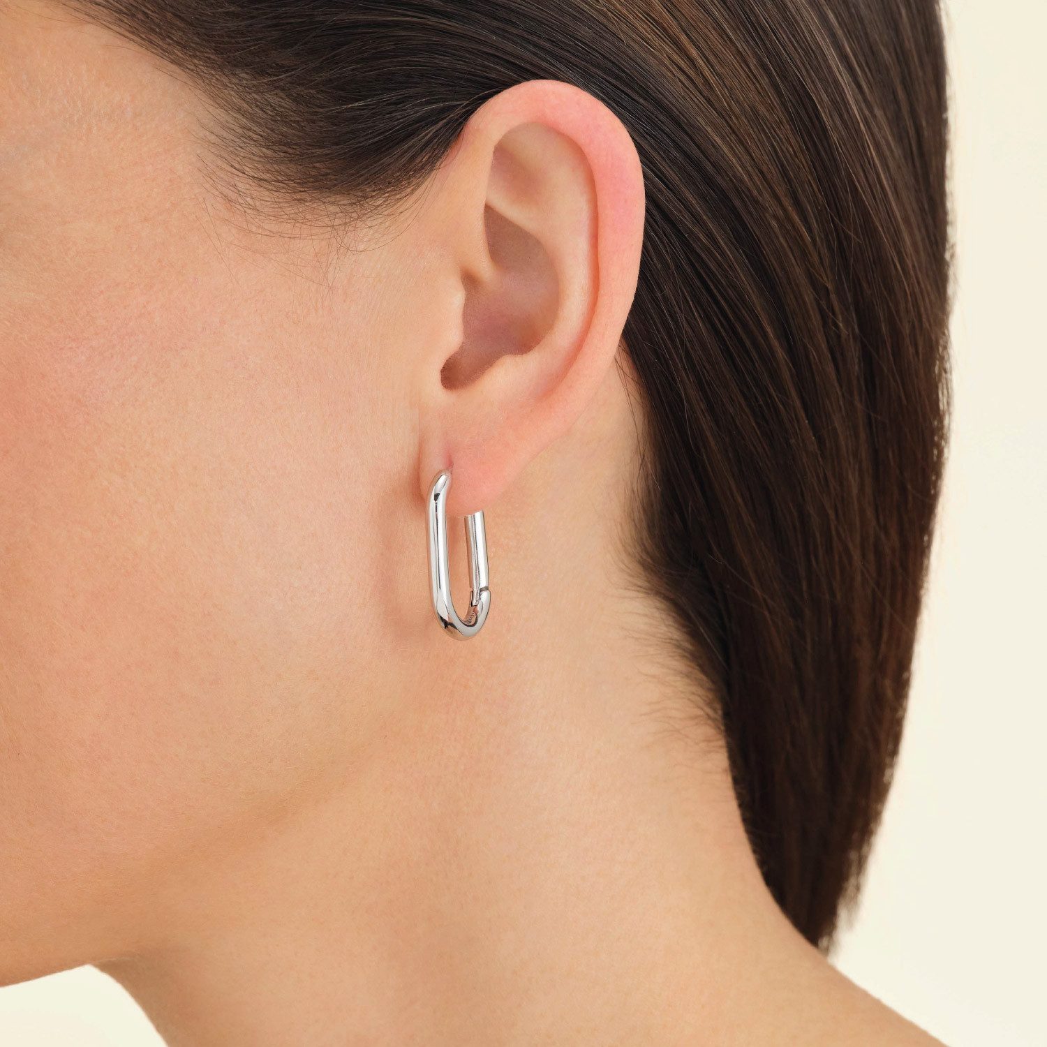 ROSEFIELD Paar Creolen Damen-Creolen Oval Silberfarben