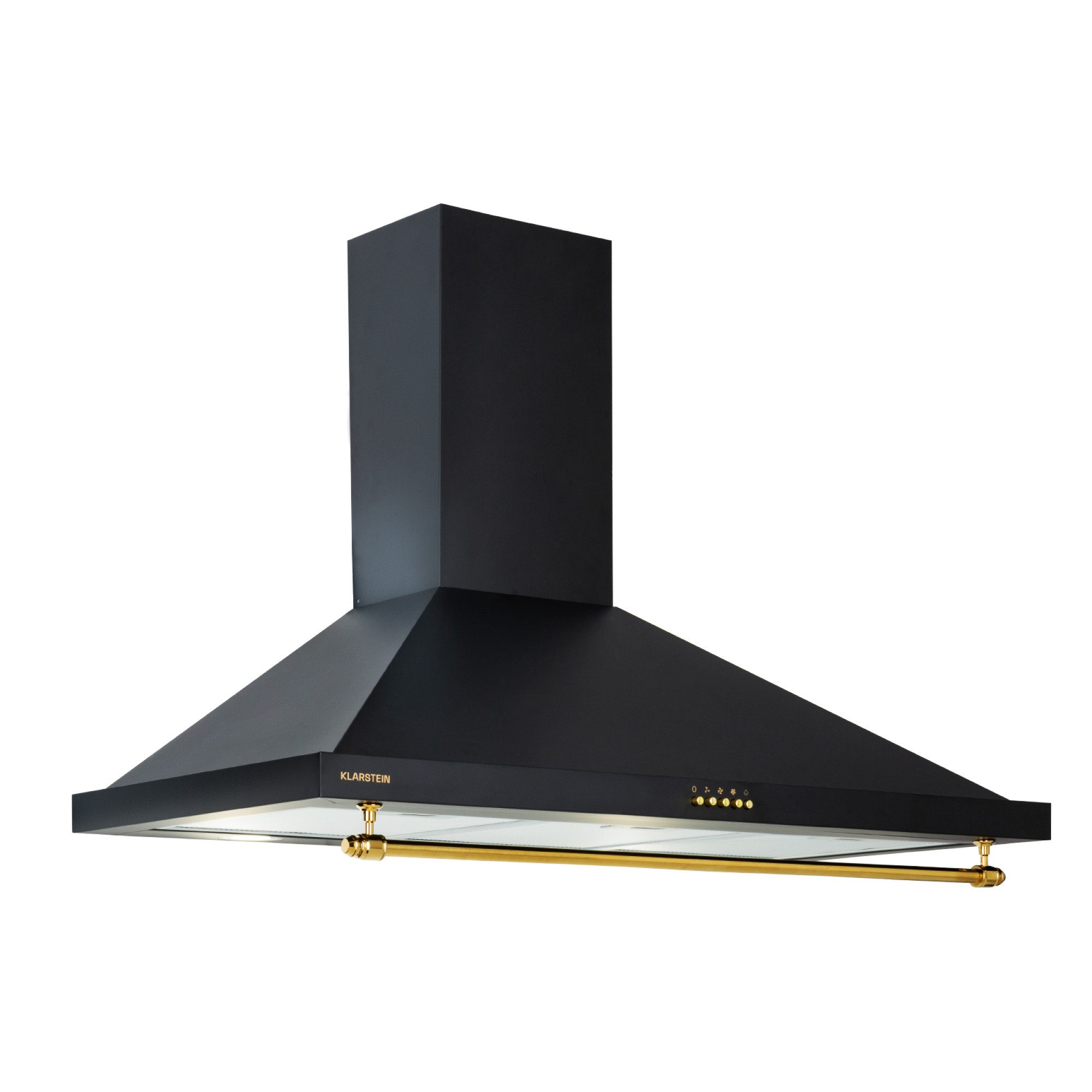 Klarstein Deckenhaube Montblanc 90 Serie Montblanc 90 Vintage Dunstabzugshaube 90 cm 610 m³/h 165W LED Reling Montblanc 90, Wandhaube Schornsteinhaube Abluft Edelstahl 90 cm bronze 165W