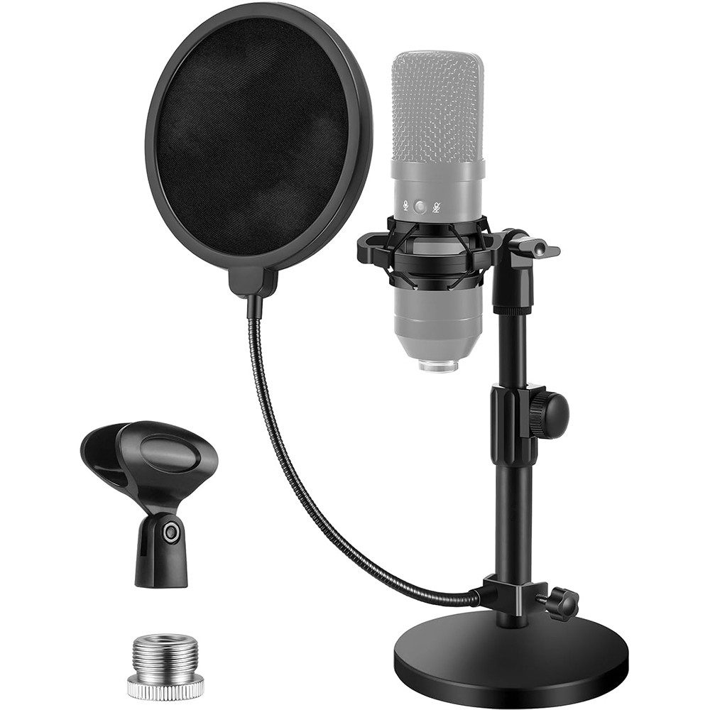 Mikrofonständer Schreibtisch-Mikrofonständer Verstellbarer mit Pop-Filter,Mikrofonclip