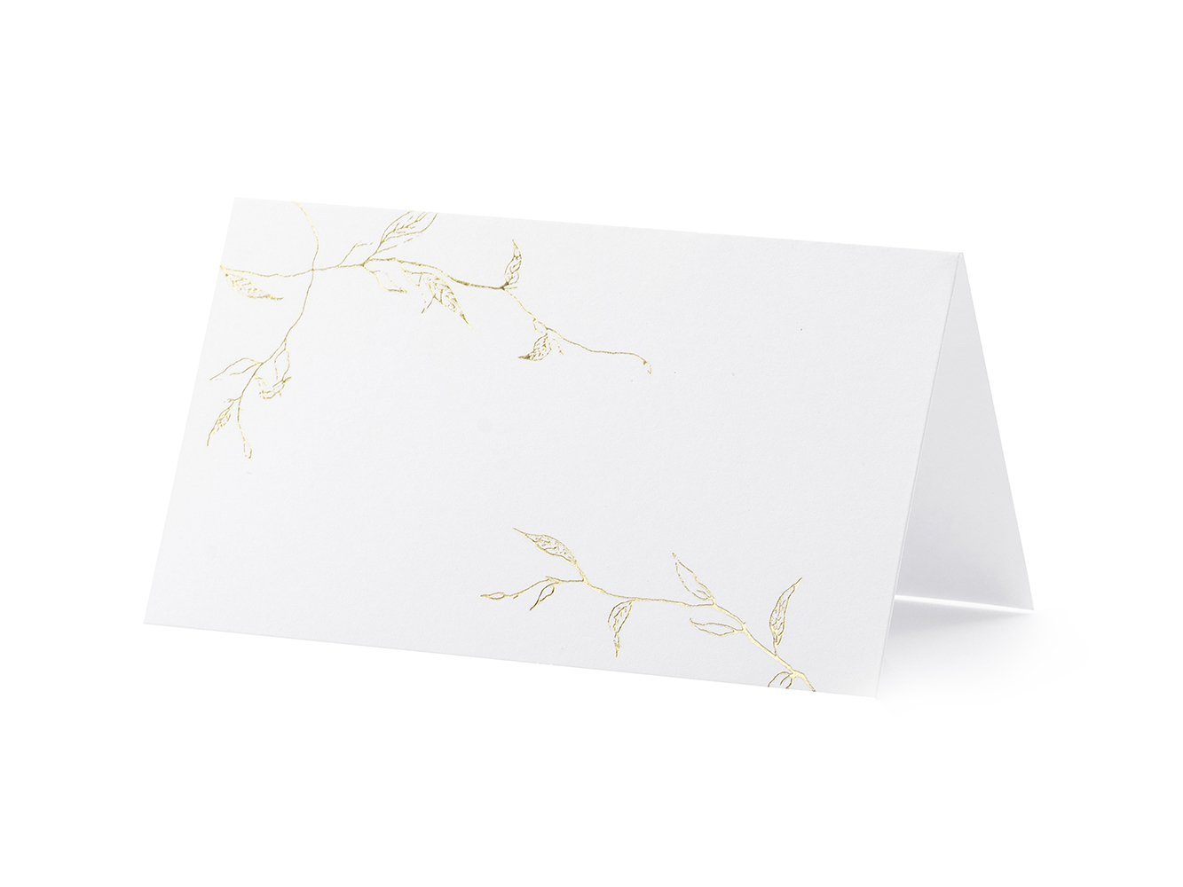 partydeco Бумагаdekoration, Tischkarten Zweige 9,5x5,5cm blanko 10 Stück weiß gold