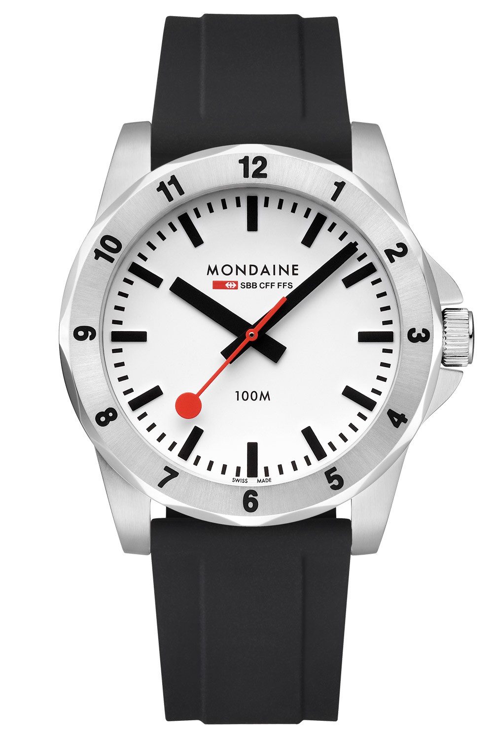 MONDAINE Quarzuhr Numeri Quarz Schwarz/Weiß 42 mm