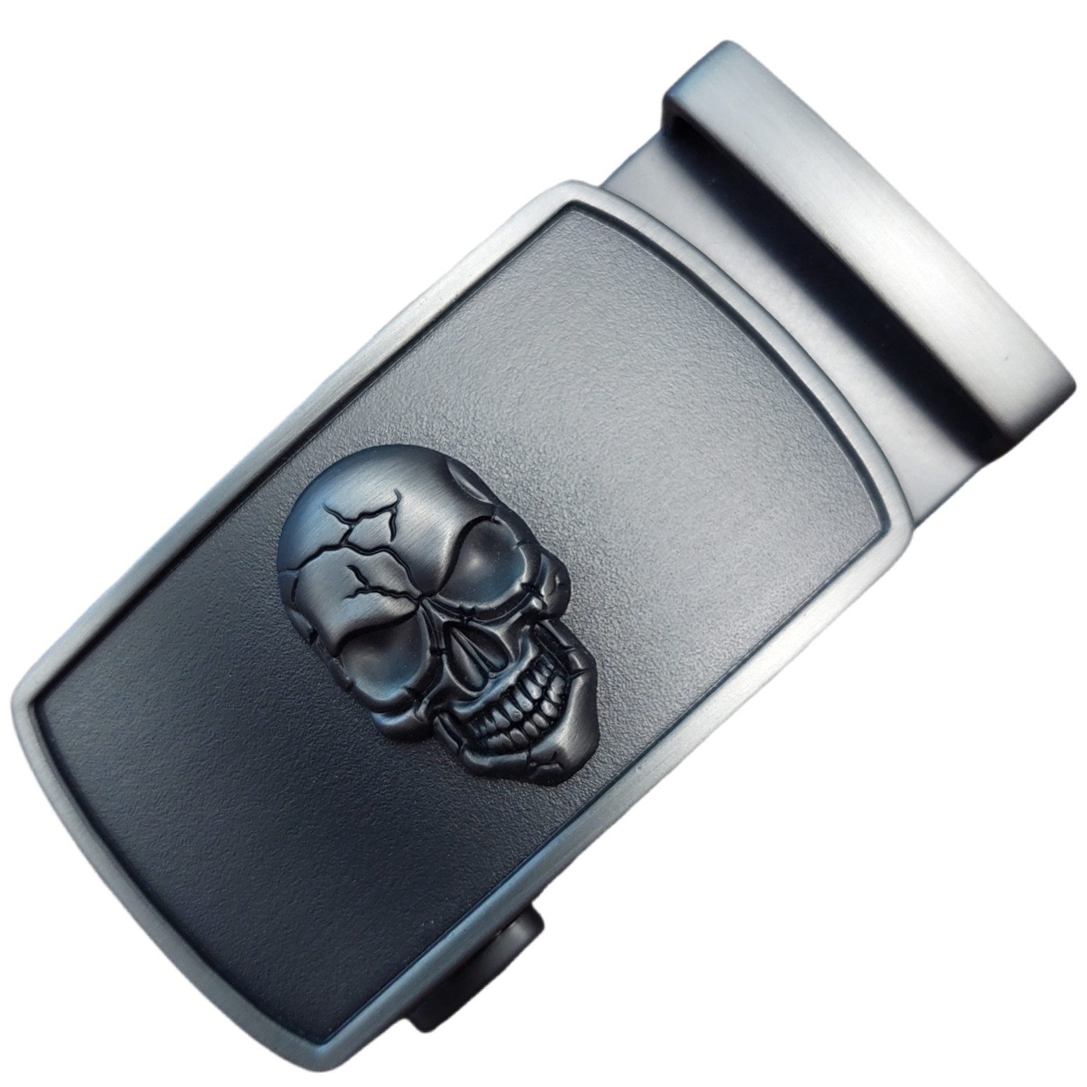 Ware aus aller Welt Gürtelschnalle Automatik Schnalle für Automatik Gürtel Klickschnalle mit Totenkopf (1-St)