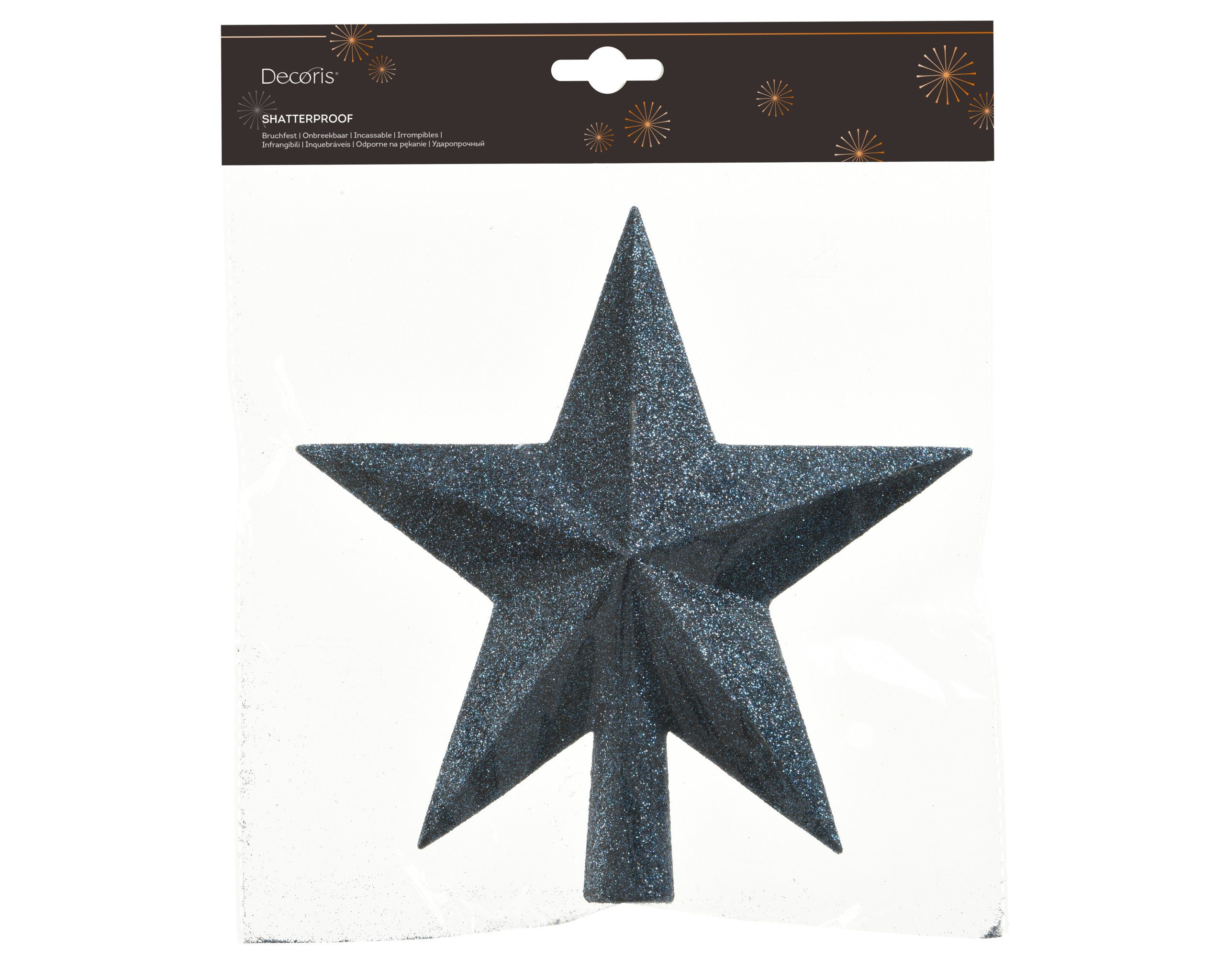 Kaemingk Christbaumspitze, Christbaumspitze Stern mit Glitzer 19cm Kunststoff, nachtblau