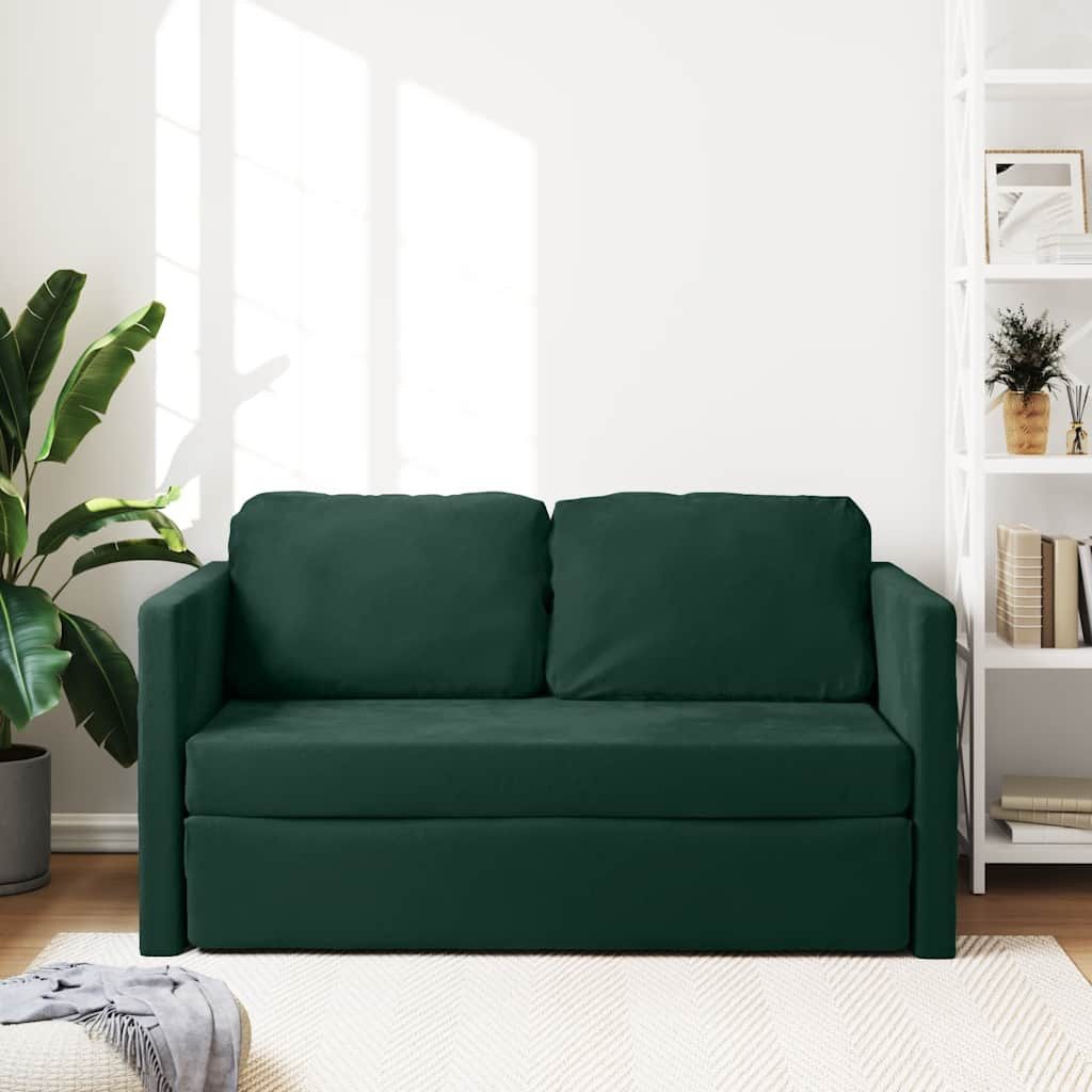 vidaXL Sofa Bodensofa mit Schlaffunktion Dunkelgrün 122x204x55 cm Samt, 1 Teile
