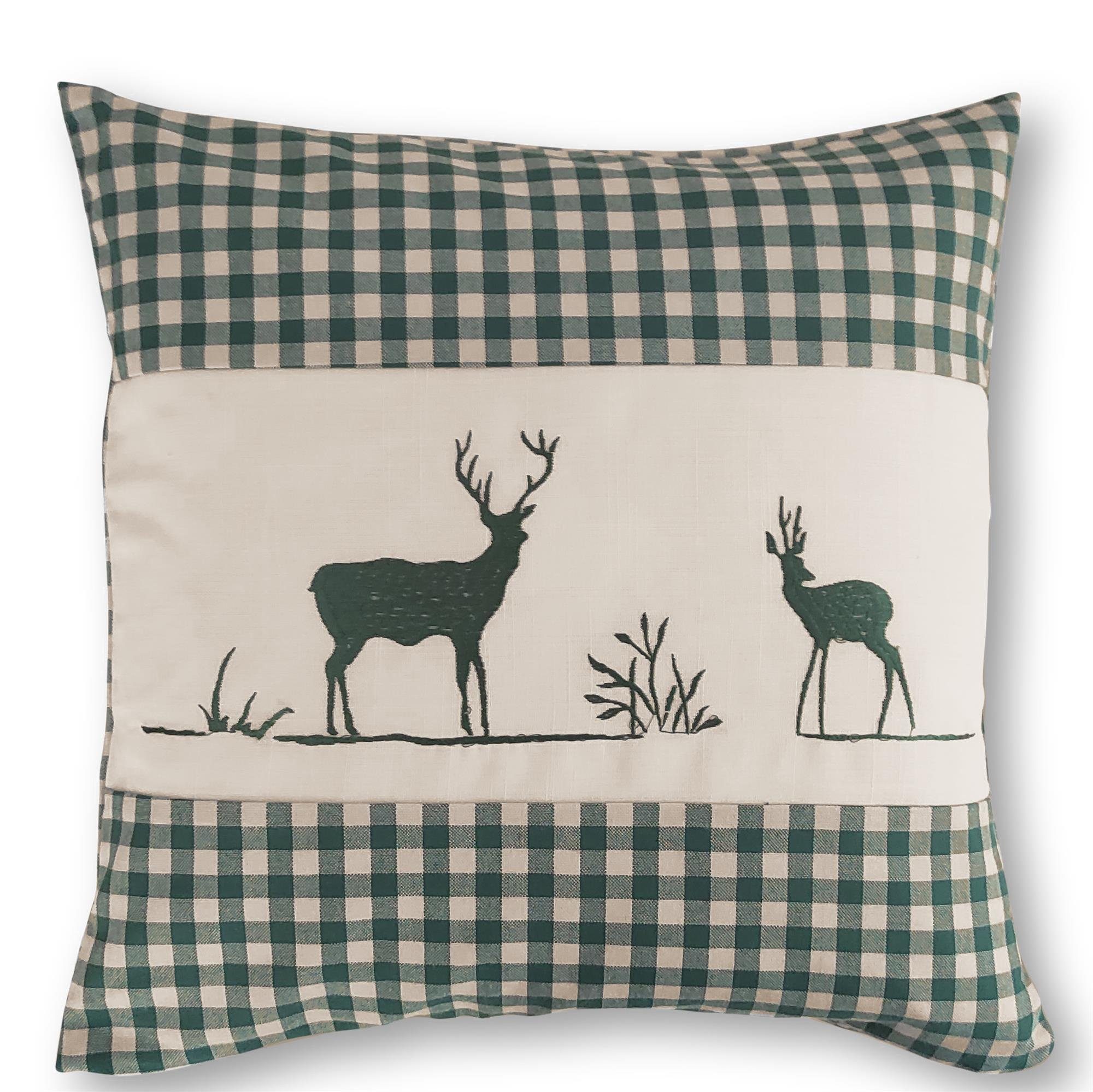 wometo Kissenhülle Landhaus Karo mit Stickerei Herz oder Hirsch, 40x40 cm, (1 Stück), OEKO-TEX®, Karo, Herz- & Hirsch-Stickmotiv, Leinen-Look. € 6,99