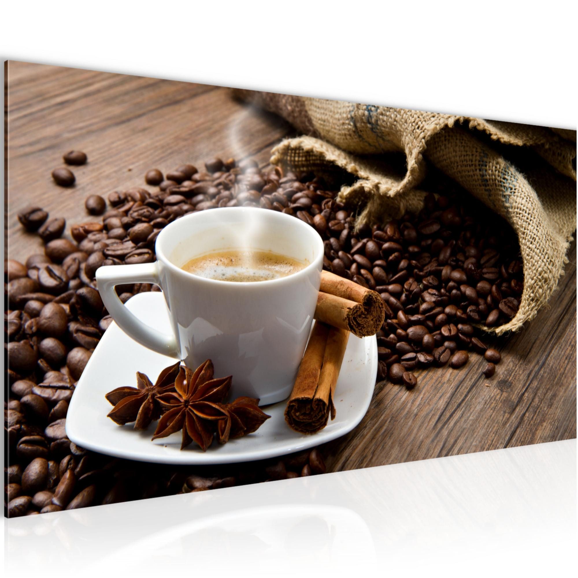Runa Art Wandbild Küche Kaffee Bild auf Vlies Leinwand Coffee Esszimmer Küchenbilder, 100L x 40B cm