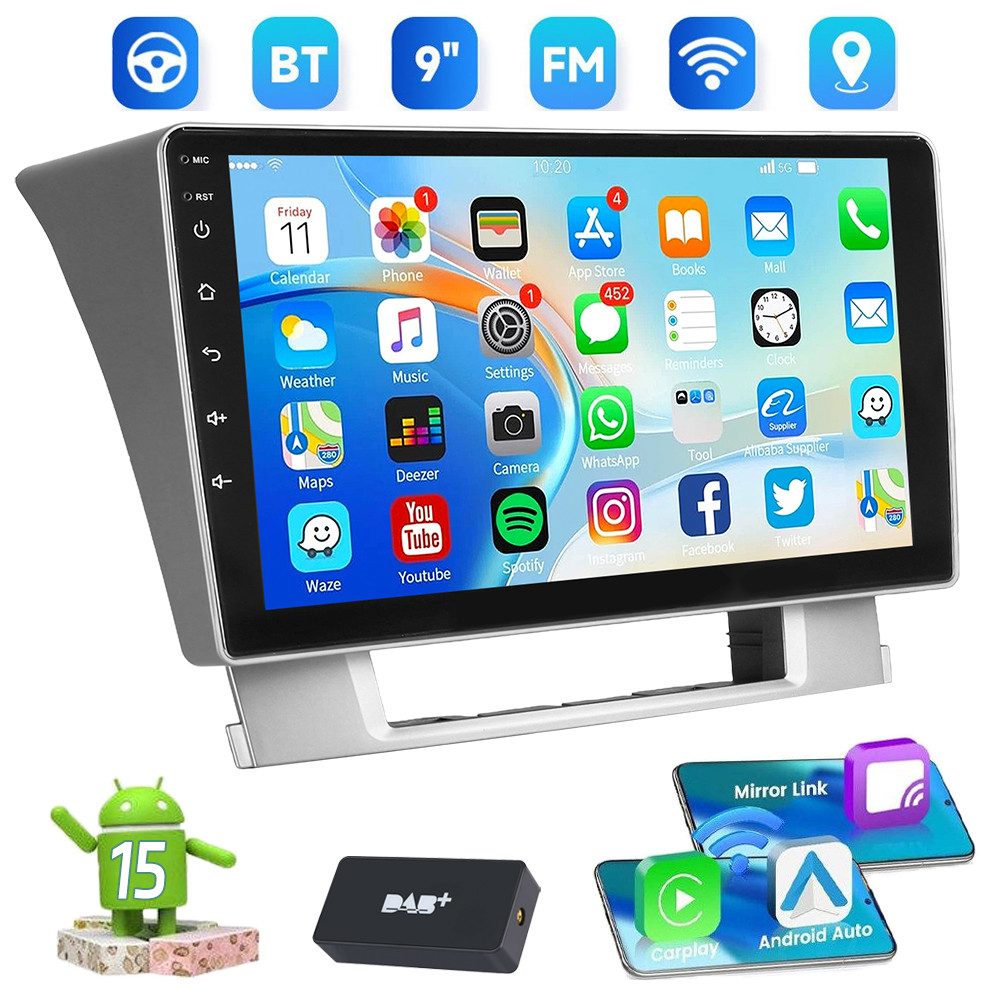 ESSGOO DAB+ Android 15 Wireless Carplay Für Opel Astra J 2010-2014 GPS Navi Autoradio (DAB+ (optional), 4+64GB(optional), RDS, AM, FM, Carplay Android Auto Bluetooth EQ USB GPS Navi WIFI Touchscreen)
