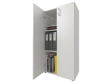 möbelando Aktenschrank Trio 3 zeitloser Beistellschrank aus Spanplatte in weiß mit 2 höhenverstellbaren Einlegeböden. Breite 57 cm, Höhe 113 cm, Tiefe 34,5 cm - Made in Germany