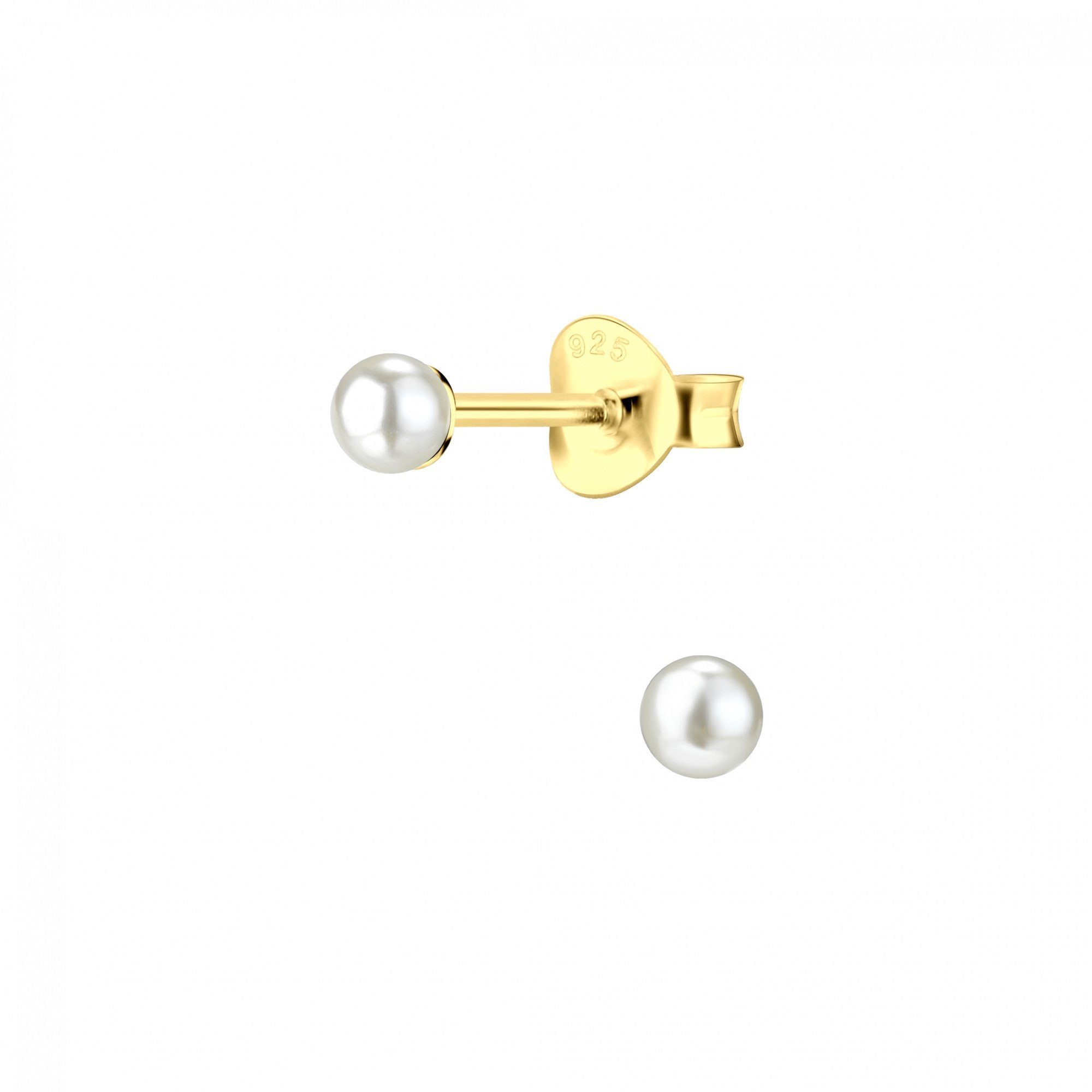ALEXANDER YORK Paar Ohrstecker PERLE classic 3 mm in Gold I weiß, 2-tlg., 925 Sterling Silber