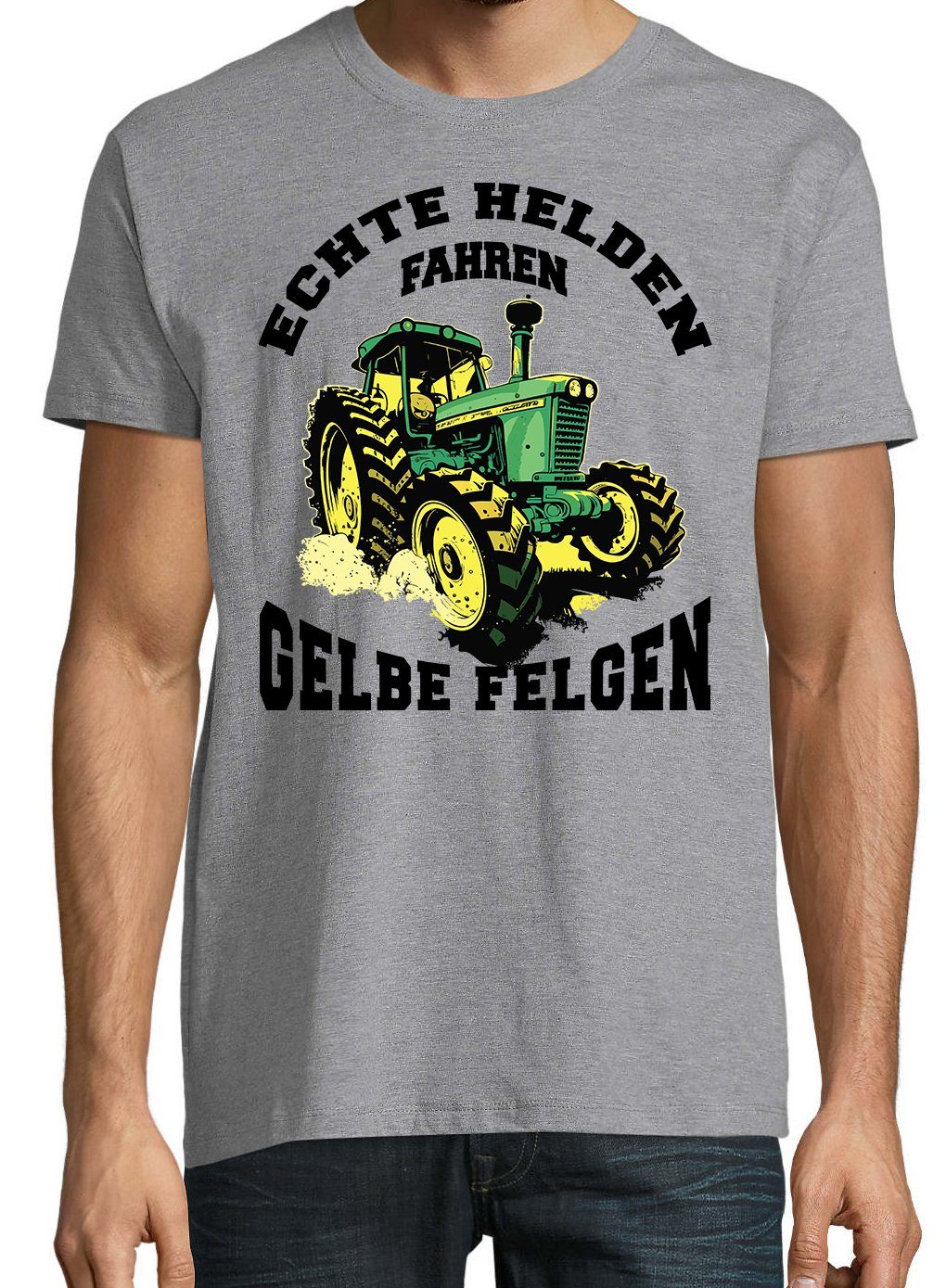 T-Shirt gelbe "Echte Youth Spruch lustigem Print-Shirt Helden Designz fahren Felgen" Grau Herren mit