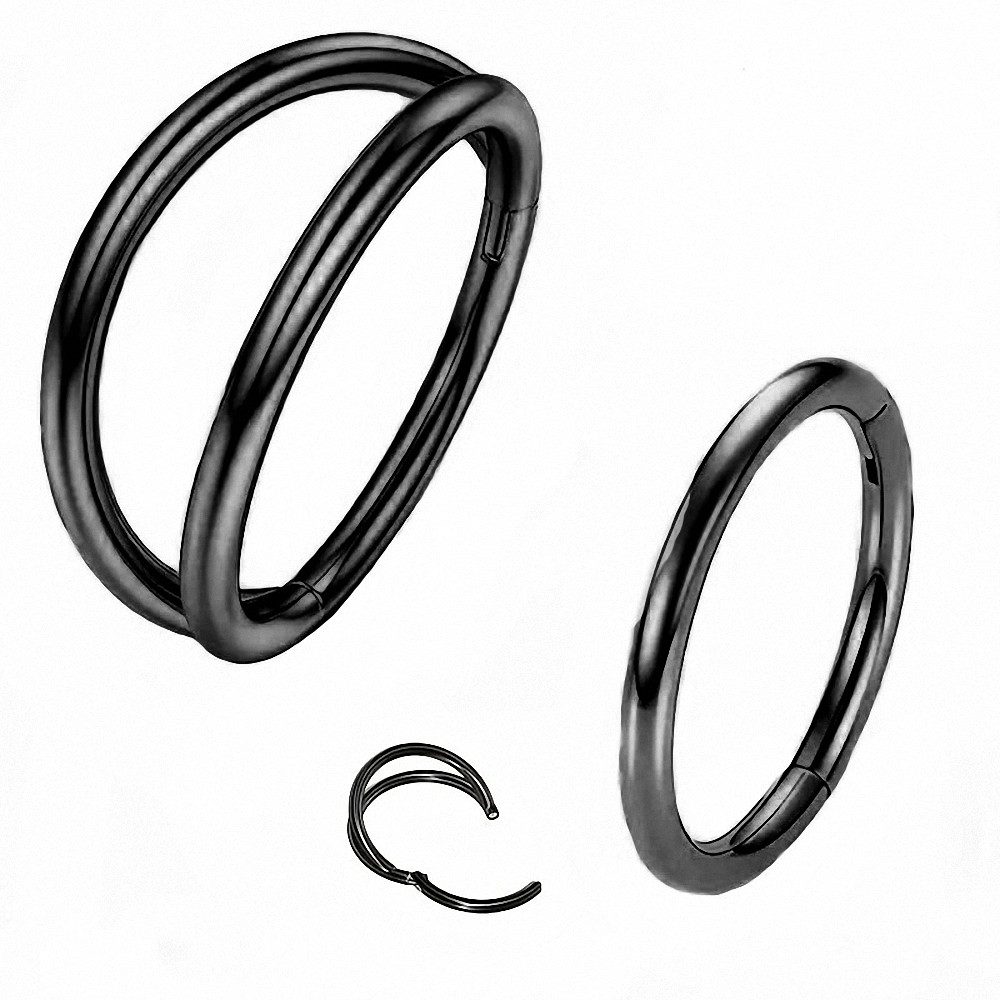 Taffstyle Nasenpiercing 2er Set Septum Piercing Helix Daith Ohr Doppel Ring Scharnier Clicker (Nasenpiercing Nasenring Nase Ohrpiercing Cartilage Ohr Tragus Helix Orbital Daith Rook Piercing Ring Lippenpiercing)