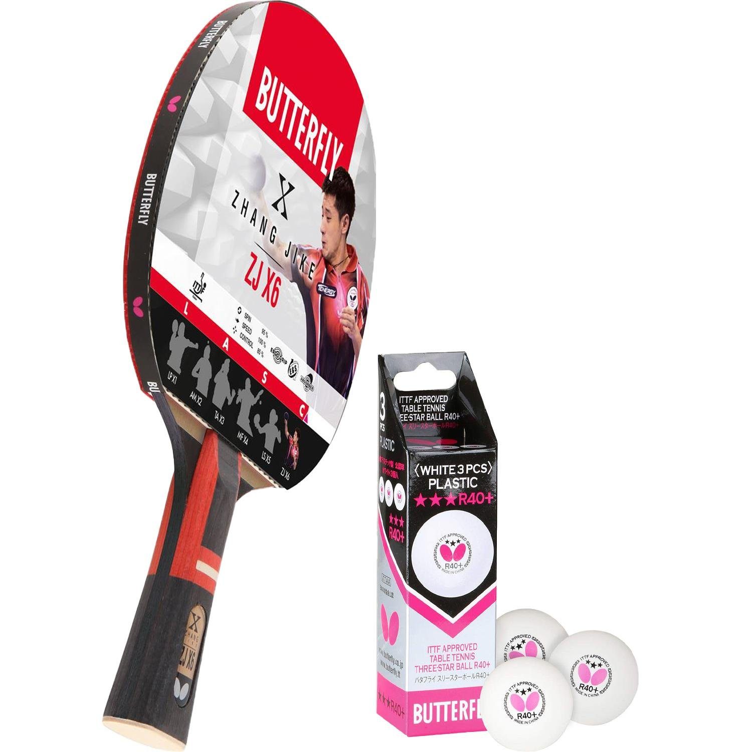 Butterfly Tischtennisschläger 1x Zhang Jike + Мячи, Tischtennis Ракетки Set Tischtennisset Table Tennis Bat Racket